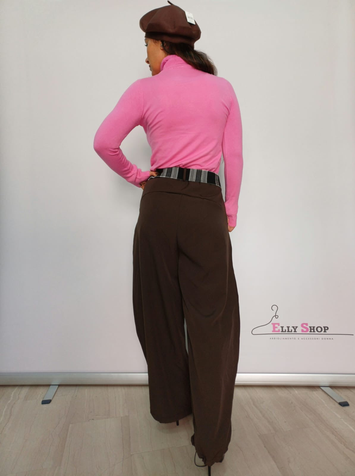 Pantalone donna bretelle scozzese
