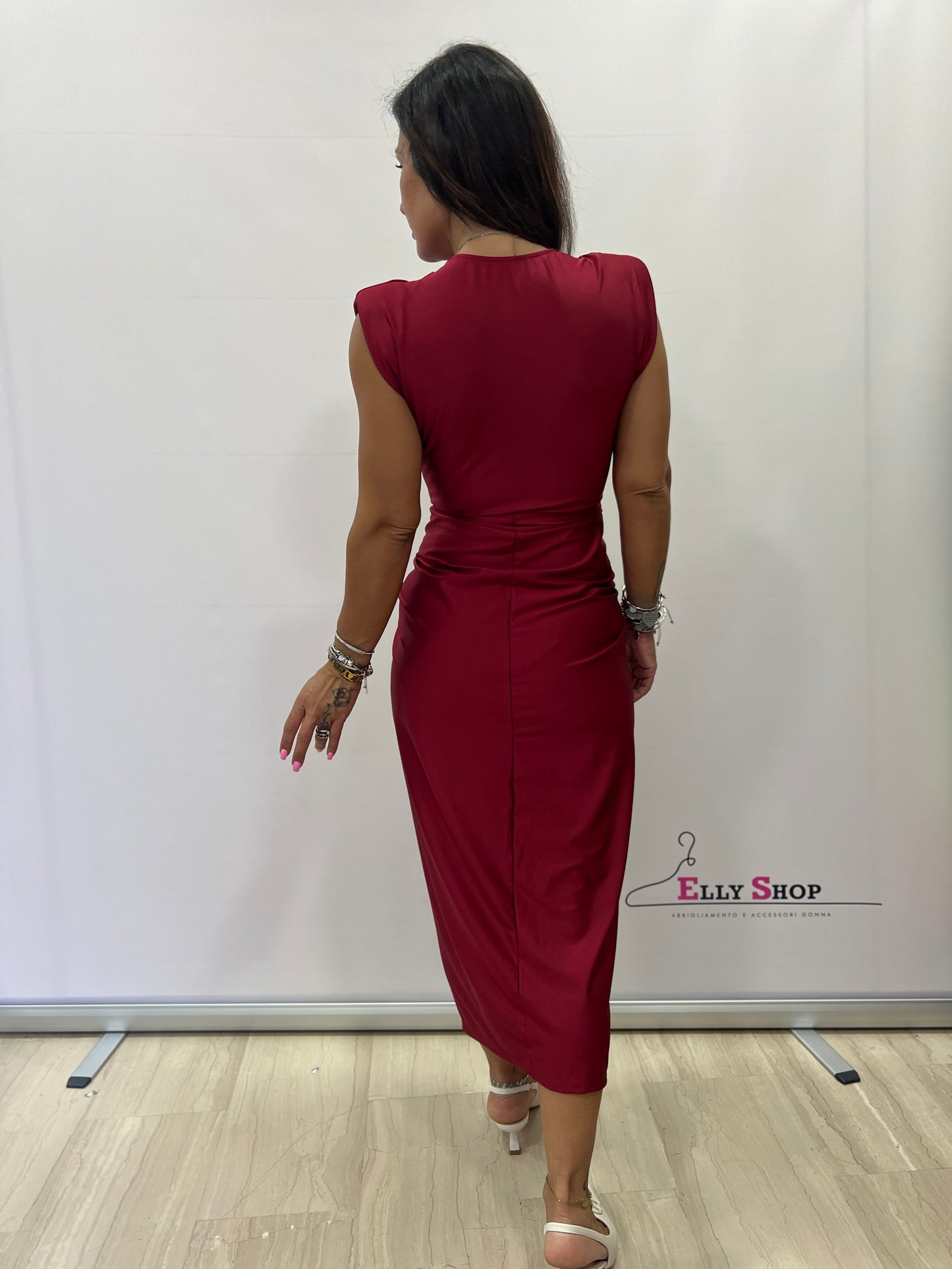 Abito Midi Elegante con Dettaglio Nodo