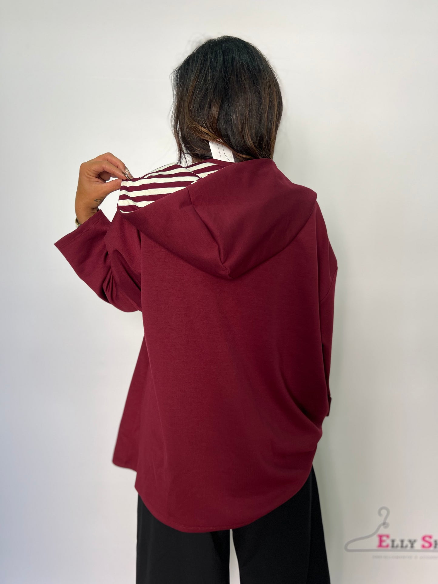 Felpa donna con cappuccio a righe