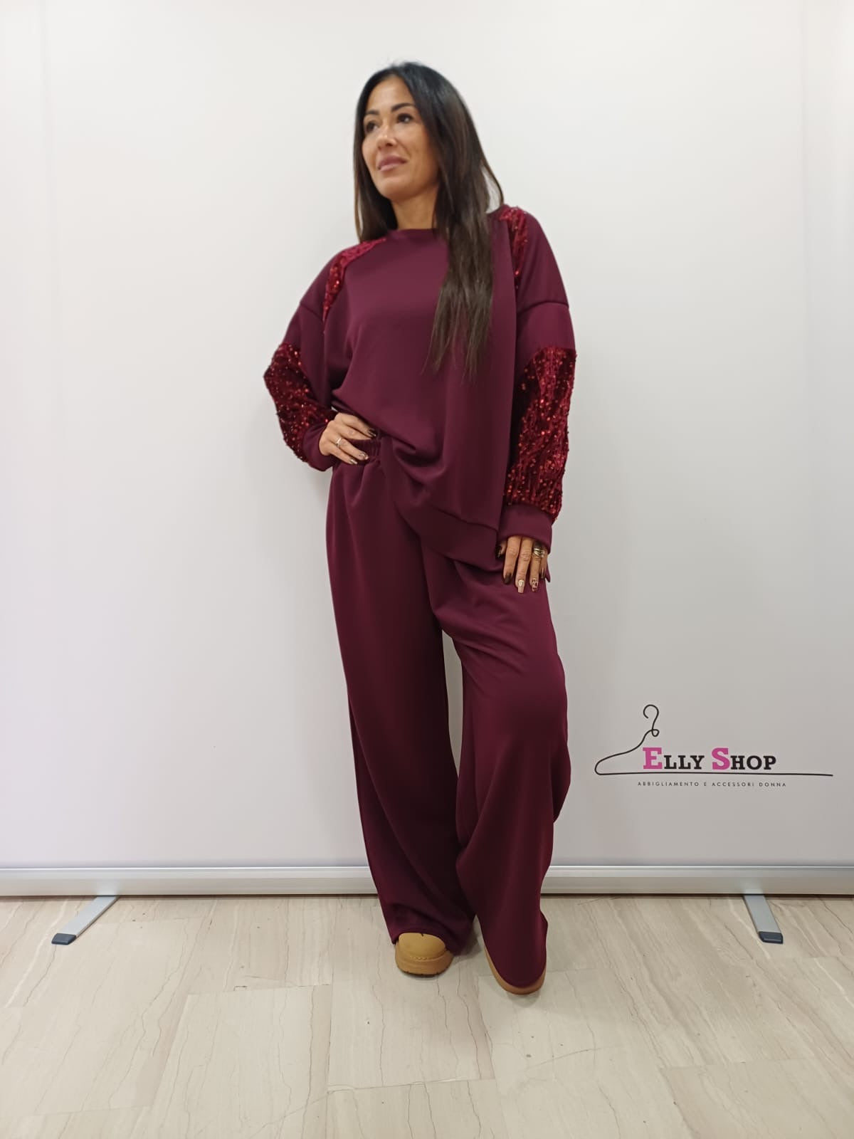Completo curvy donna con maniche in paillettes