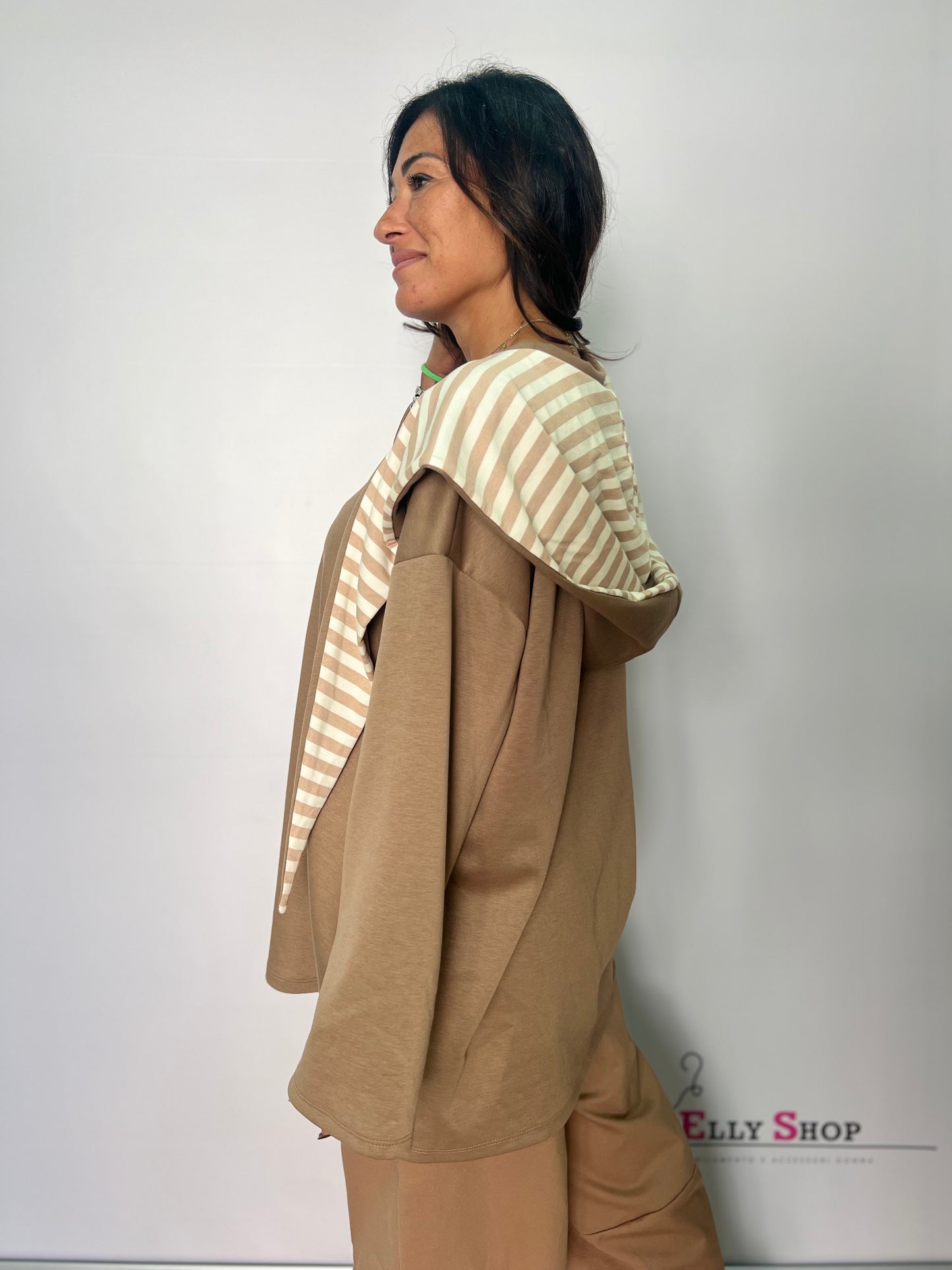 Felpa donna con cappuccio a righe