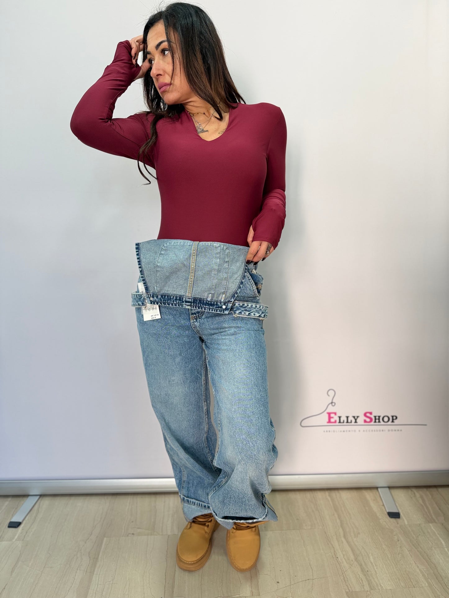 Salopette lunga donna in denim casual