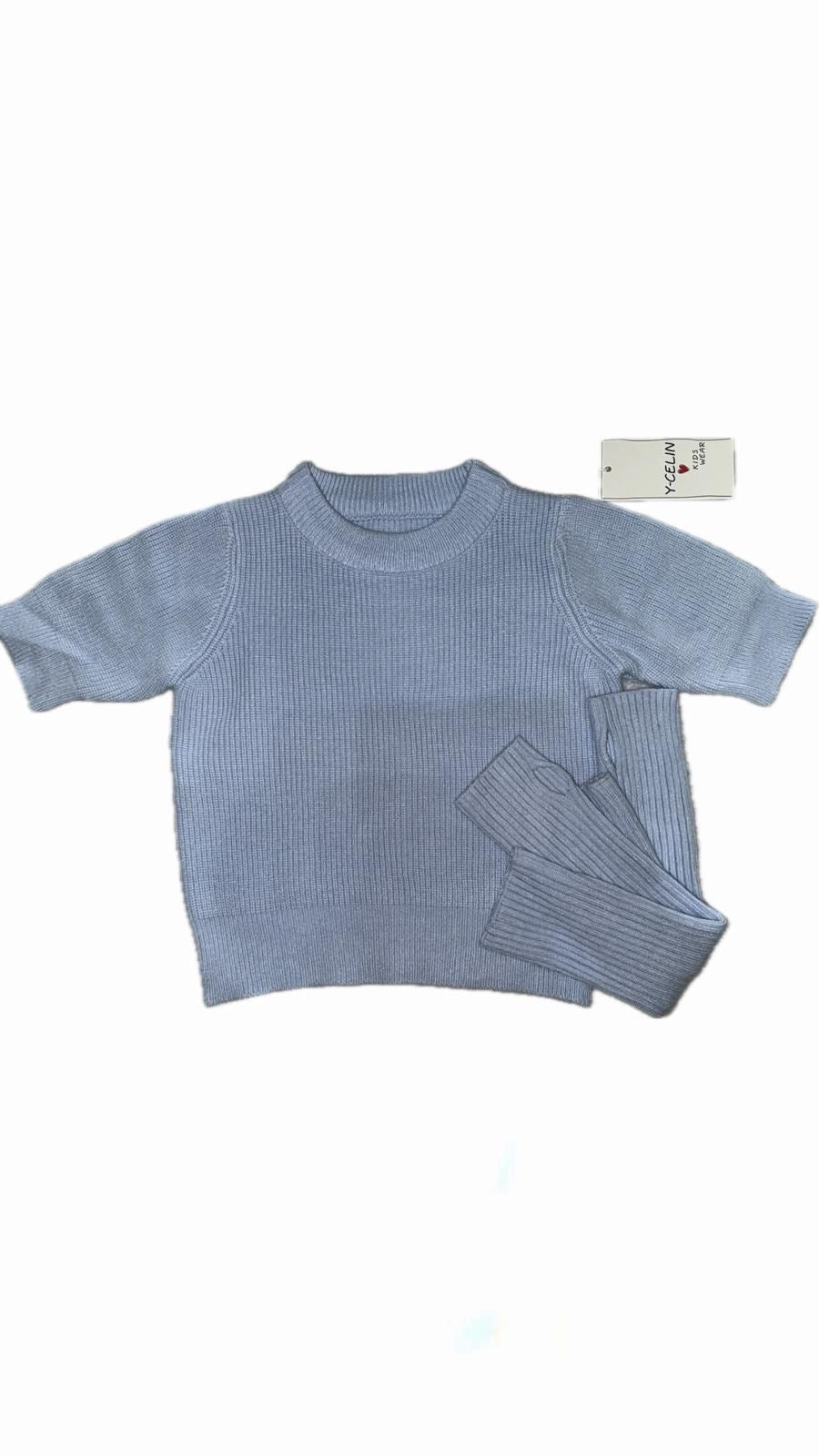 Maglia bambina azzurra maniche apribili