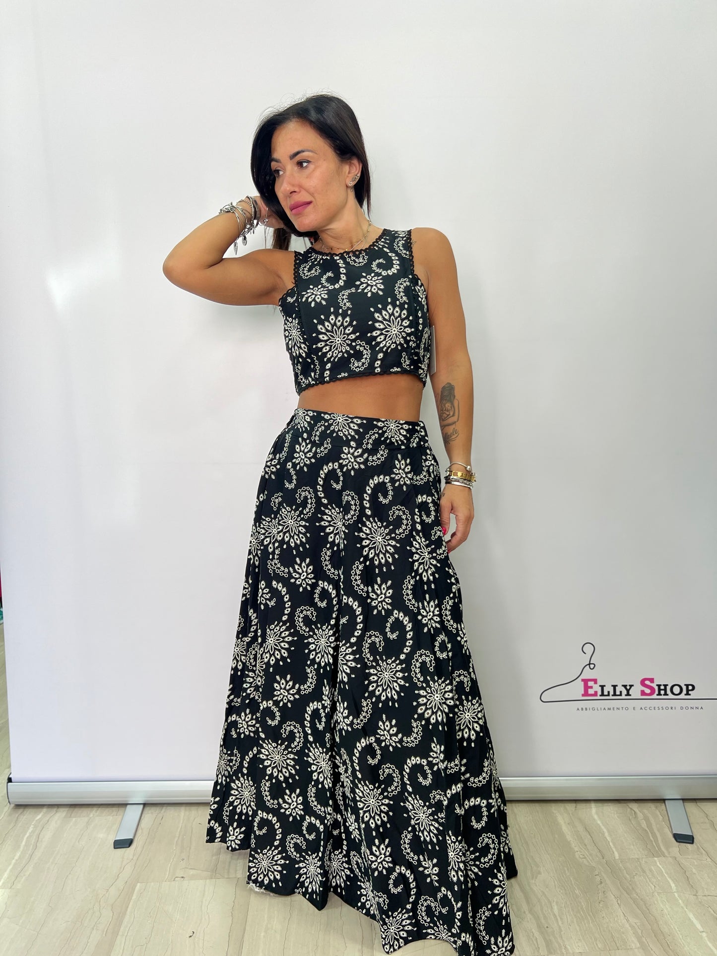 Completo Traforato Crop Top Gonna Lunga SANGALLO