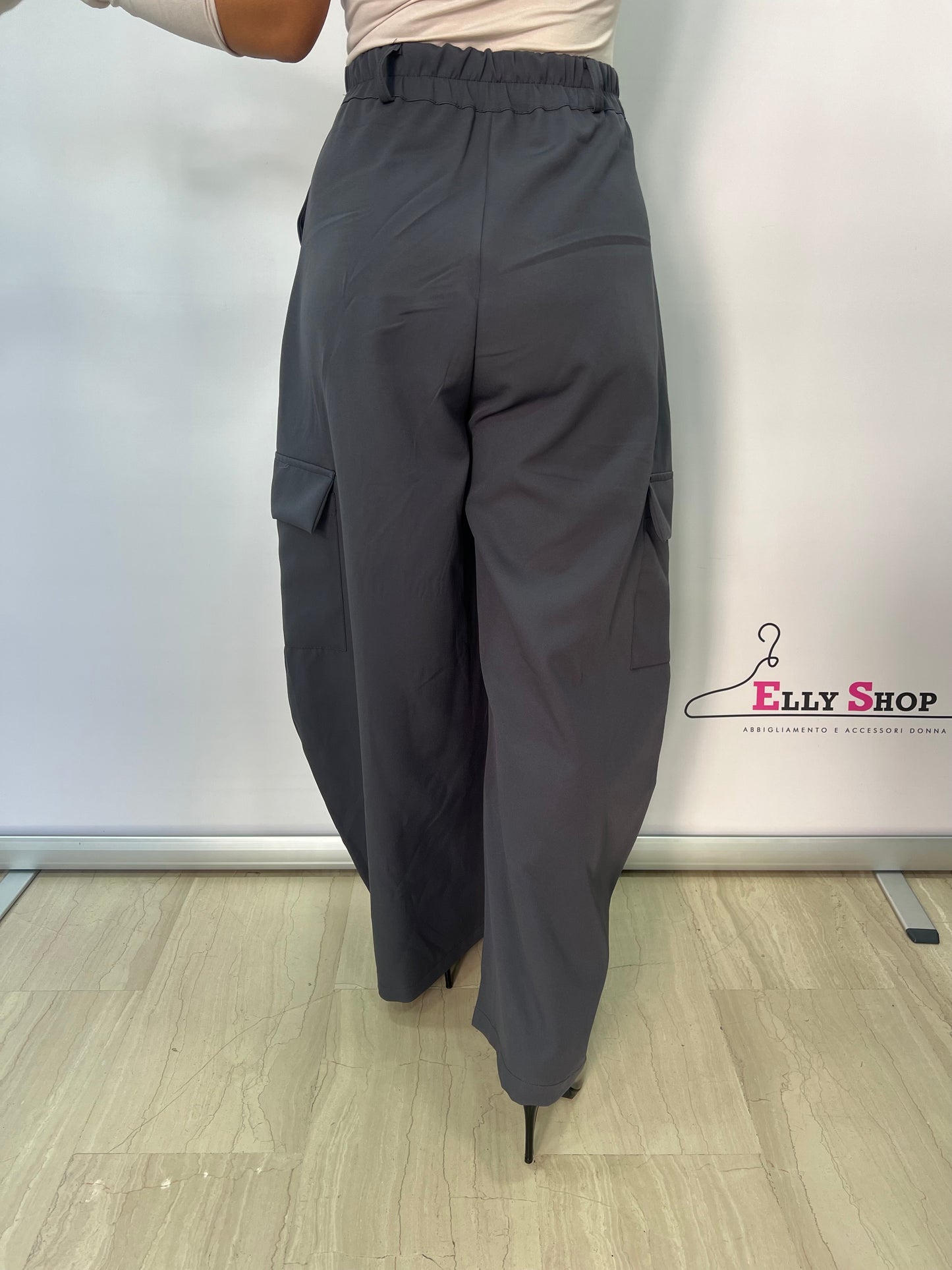 Pantalone cargo palazzo donna vita alta