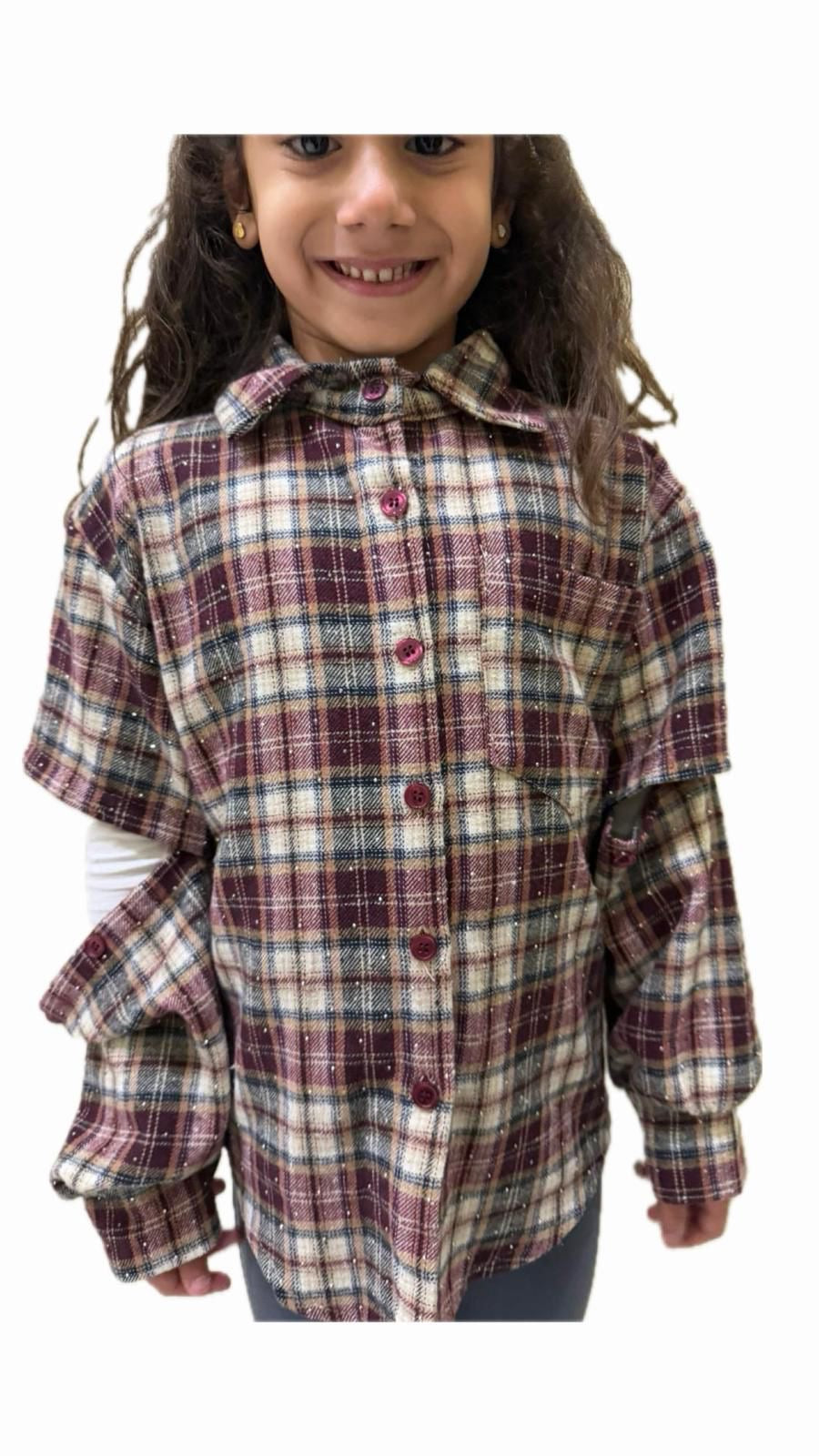 Camicia a quadri bambina maniche apribili