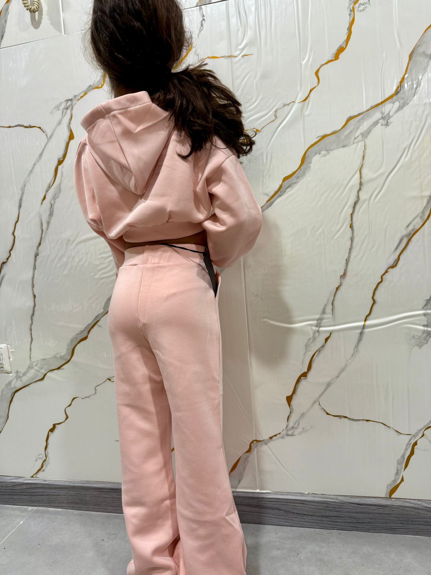 Completo tuta bambina felpa cropped e pantalone — sportivo casual