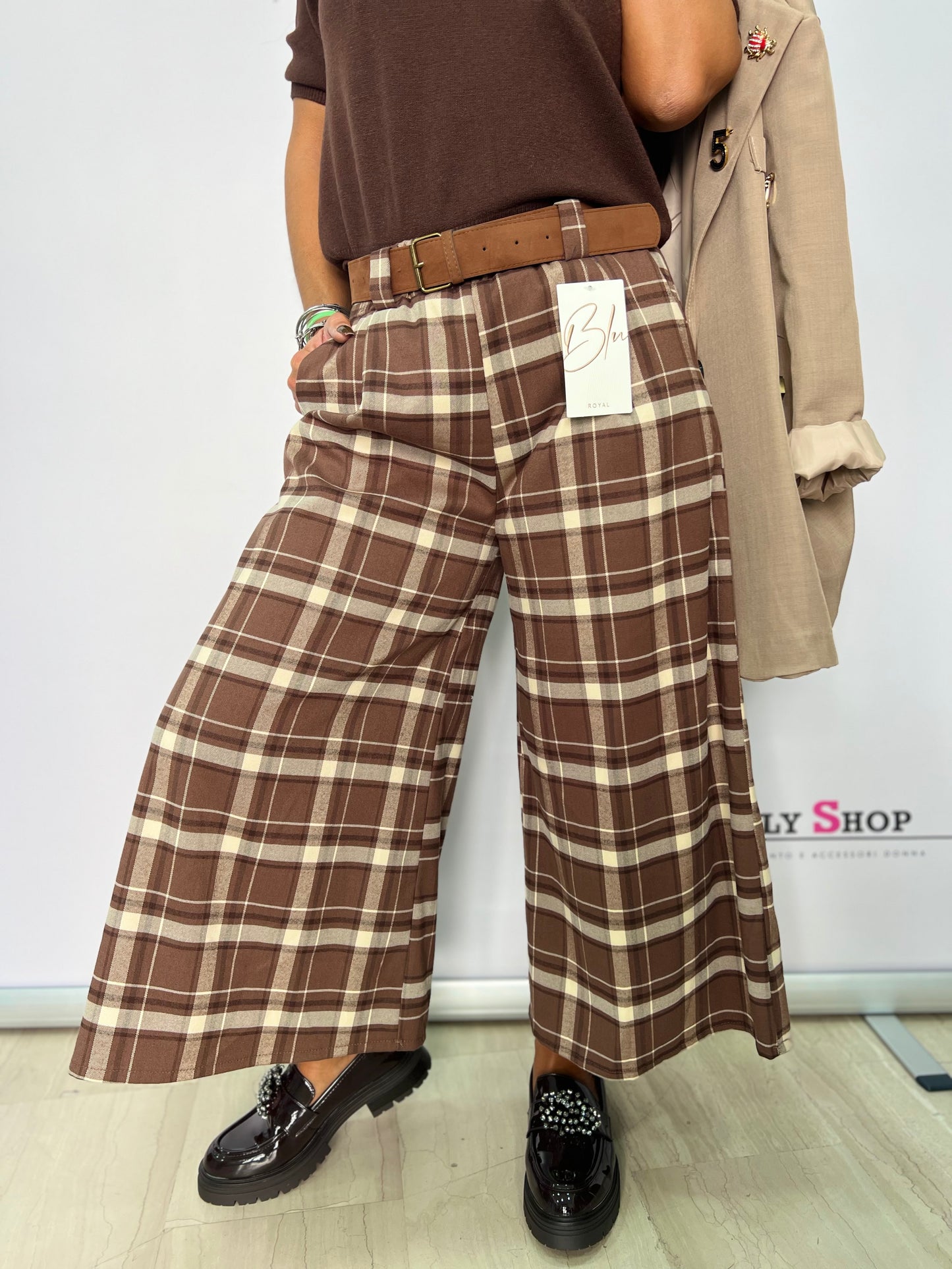 Pantalone a palazzo donna fantasia quadroni