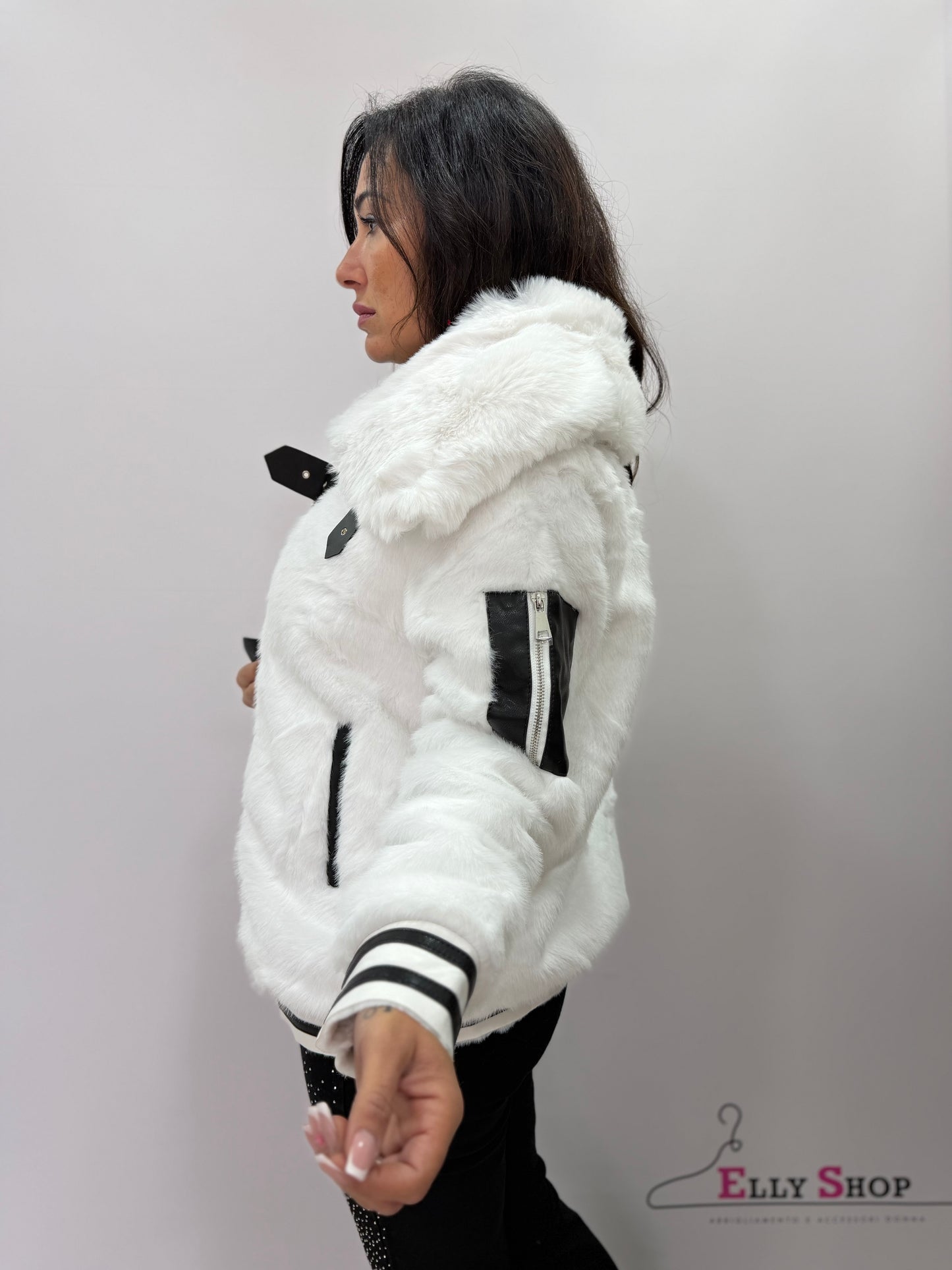 Giacca pelliccia ecologica donna cinturini