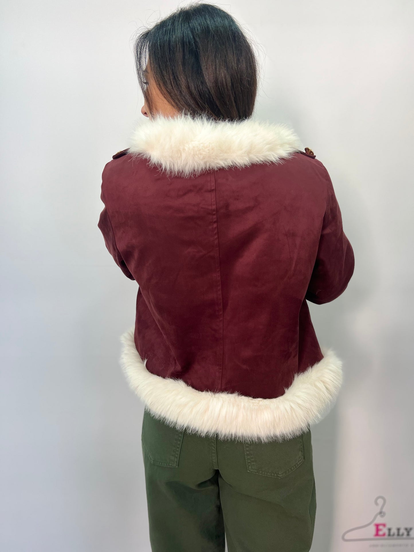 Giacca corta donna con eco pelliccia elegante