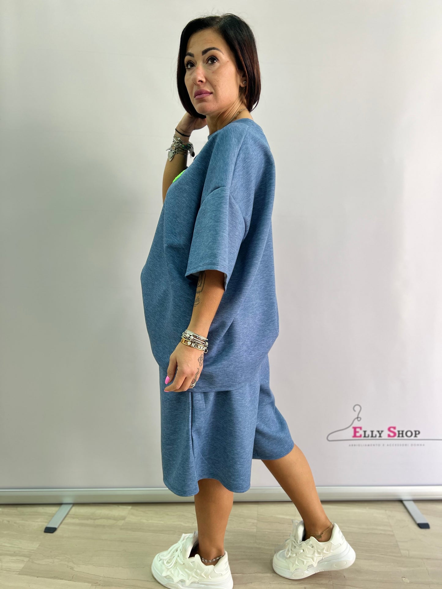 Completo donna oversize estivo “Brooklyn NYC” in tessuto tecnico leggero – taglia unica curvy