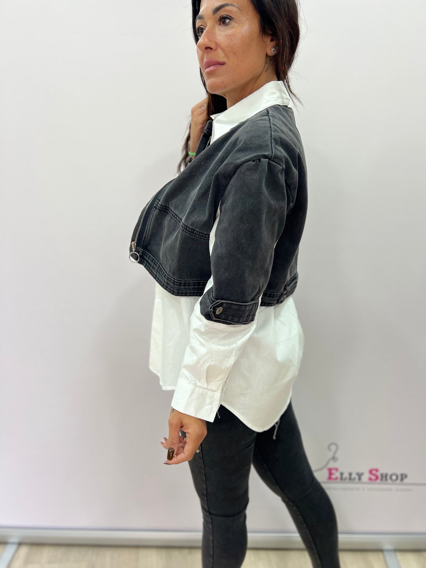 Camicia denim e stoffa 2 colori