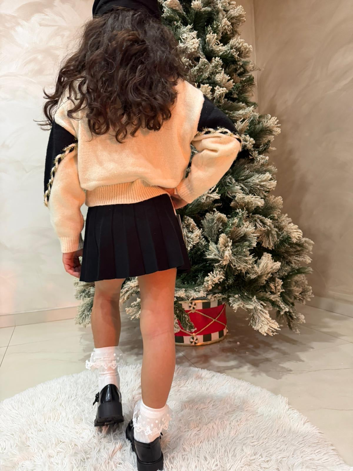 Maglione elegante bambina bicolor inverno