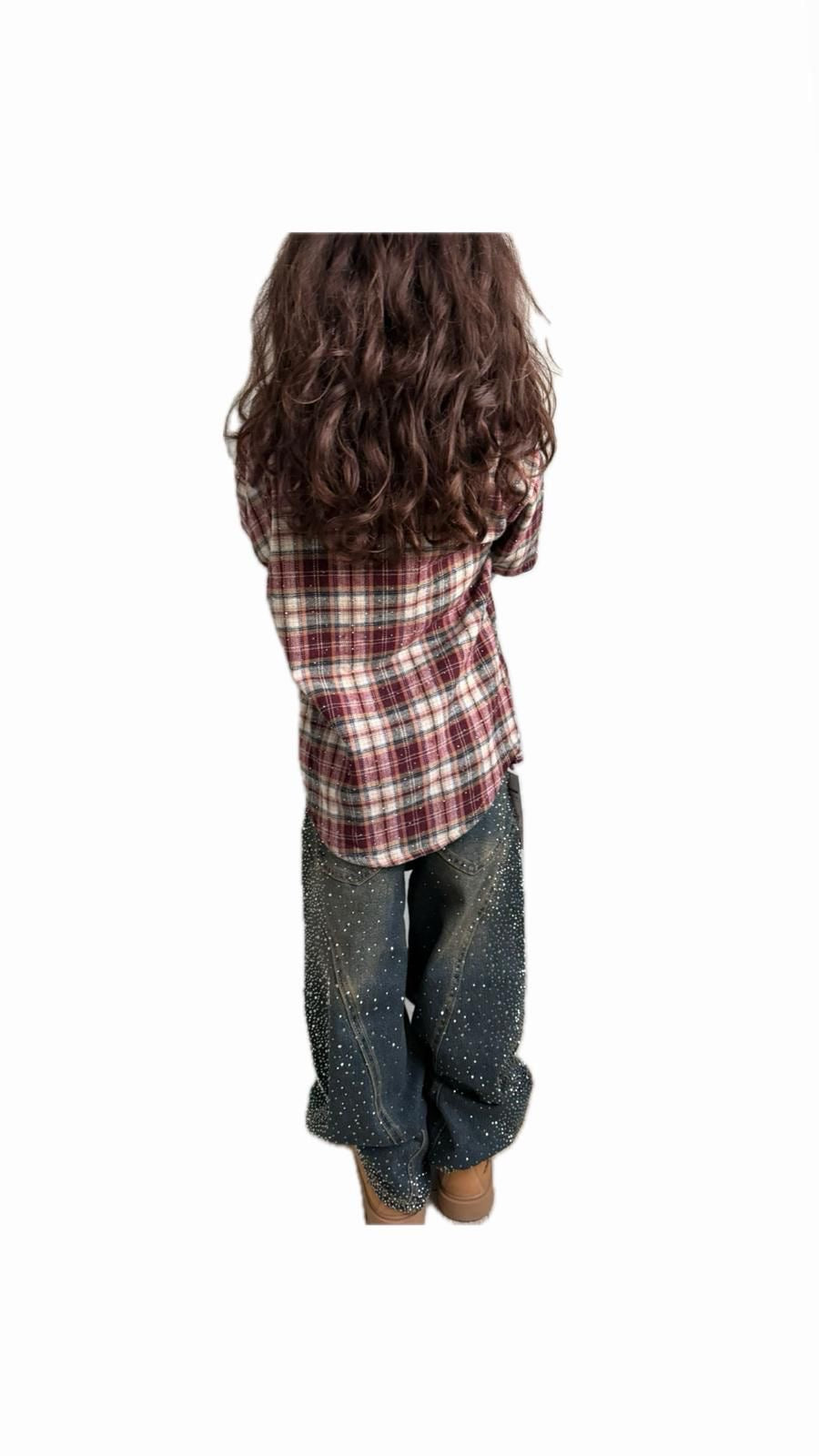 Camicia a quadri bambina maniche apribili