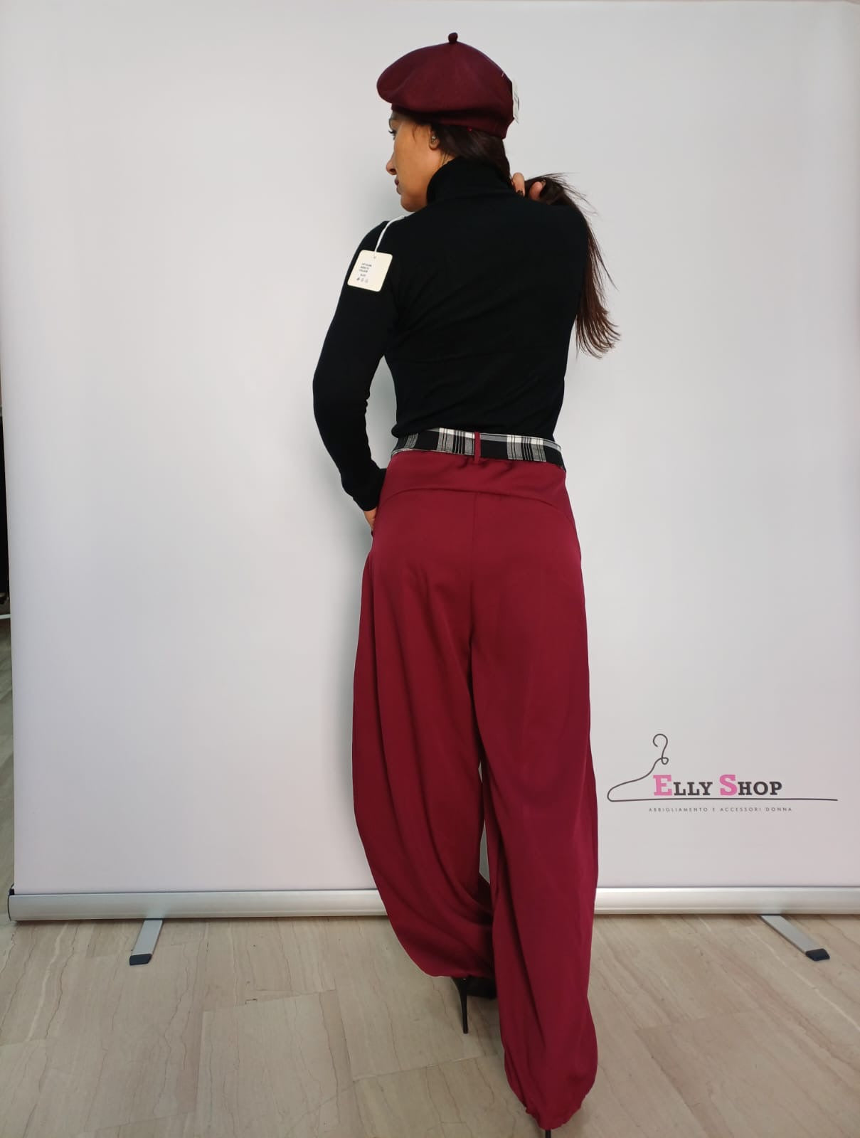 Pantalone donna bretelle scozzese