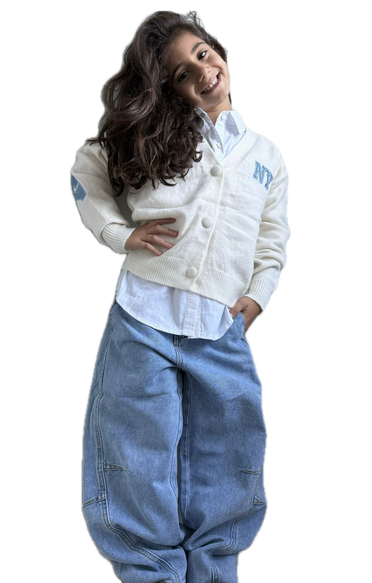 Jeans baggy bambina denim chiaro Balloon