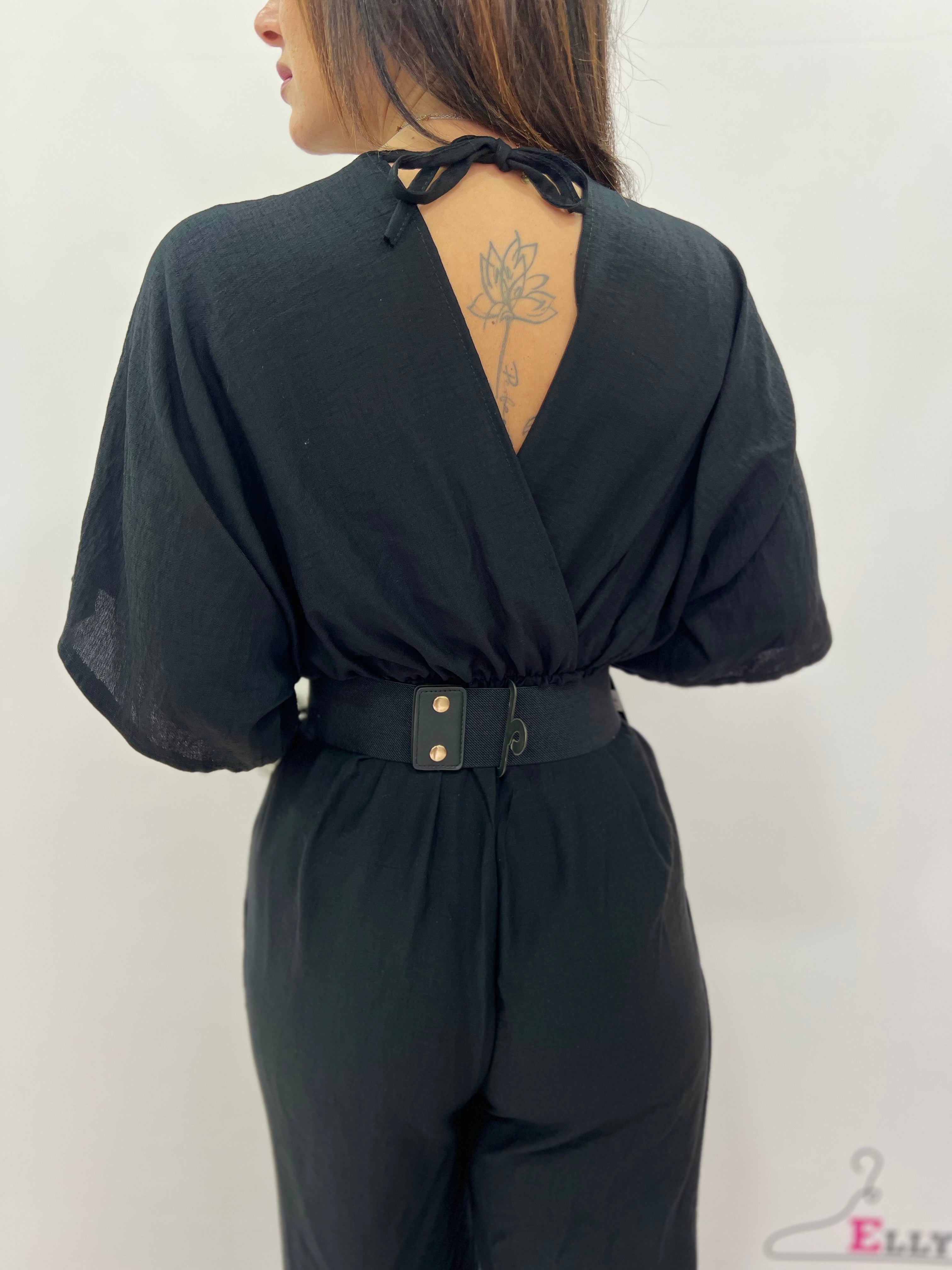 Tuta Intera Elegante Donna Scollo a V - Taglia Unica fino a L, Disponibile in Nero, Verde, Blu e Giallo