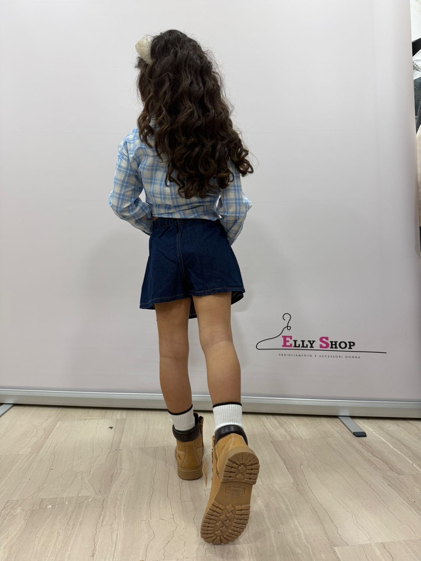Pantagonna denim bambina con bottoni