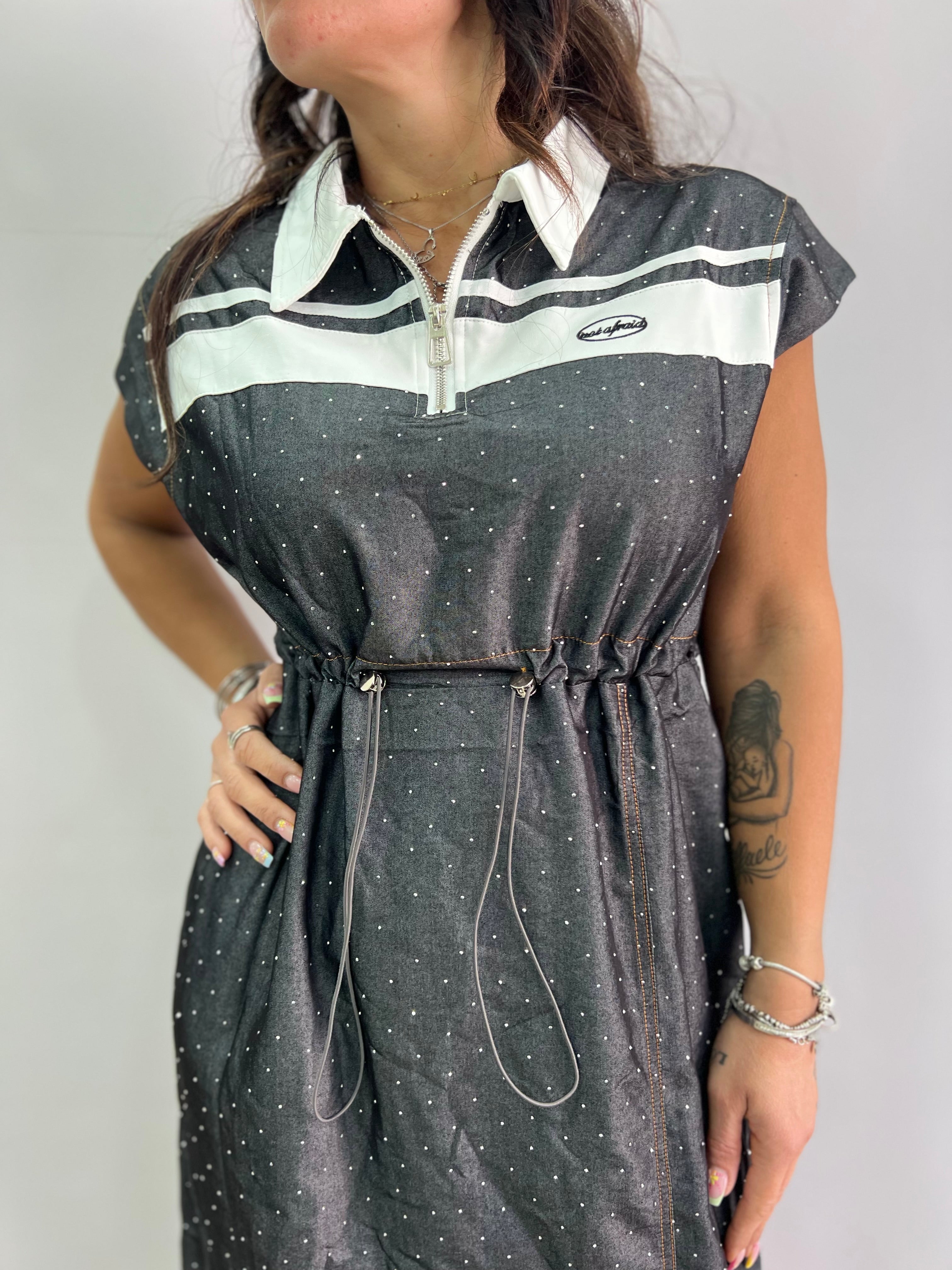 Abito camicia midi da donna con coulisse regolabile e spacco – elegante e casual