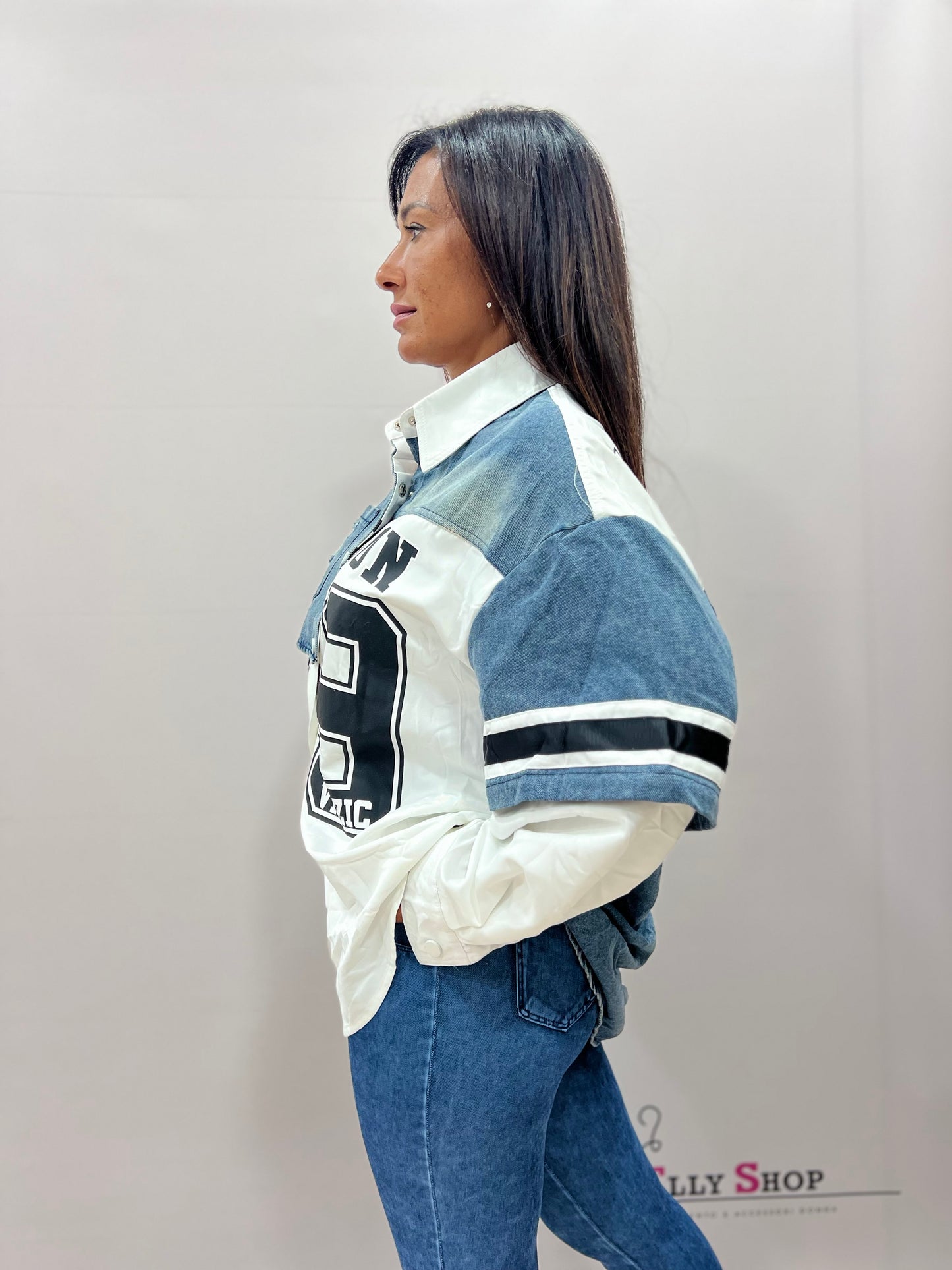 Camicia donna stoffa e denim