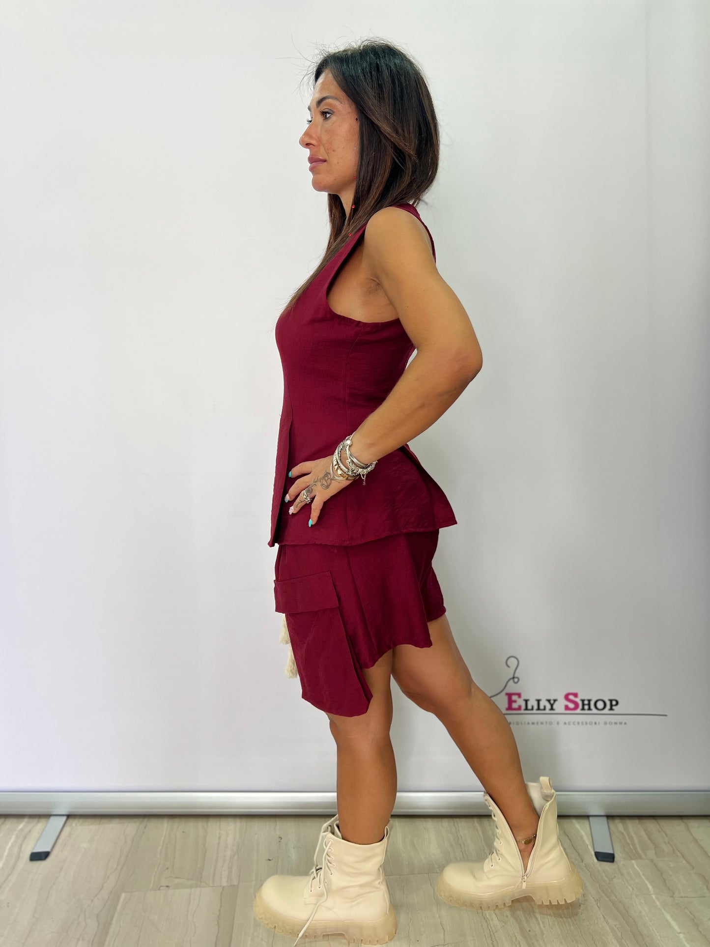 Completo estivo donna cotone taglia unica top e pantaloncini cargo