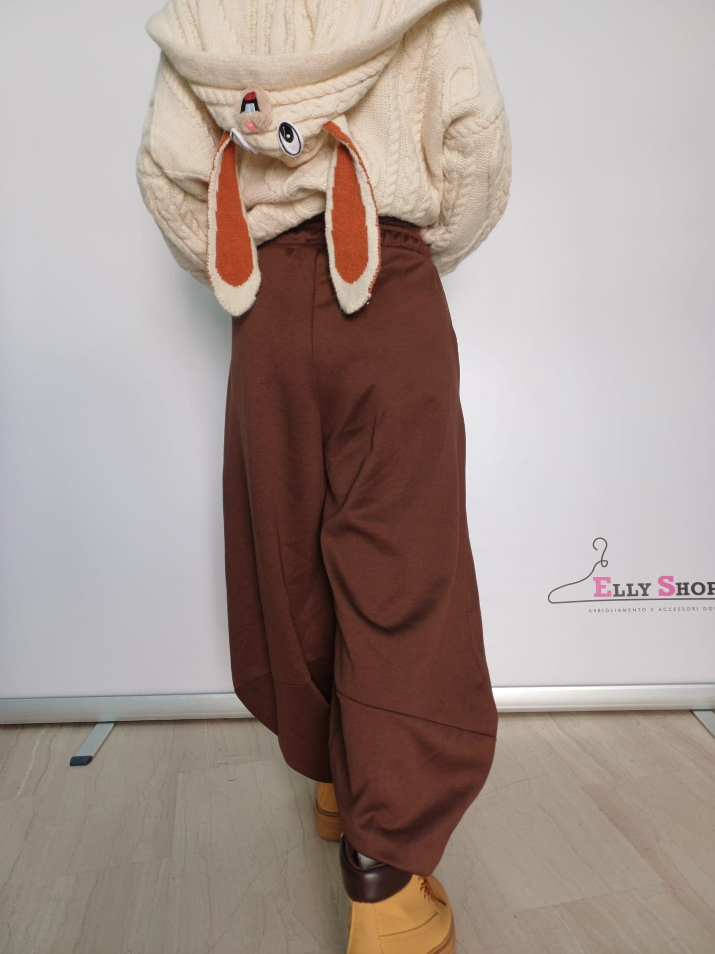 Pantalone jogger donna gamba ampia casual