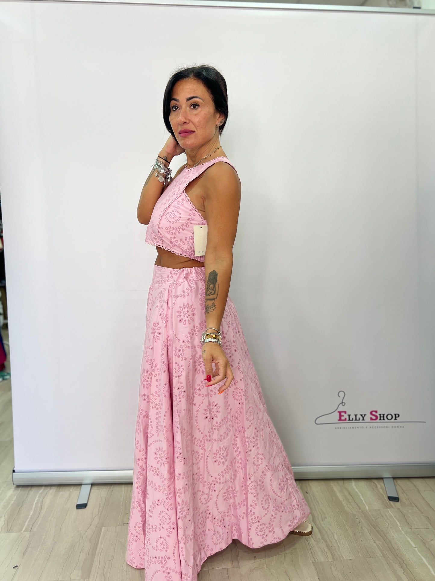 Completo Traforato Crop Top Gonna Lunga SANGALLO