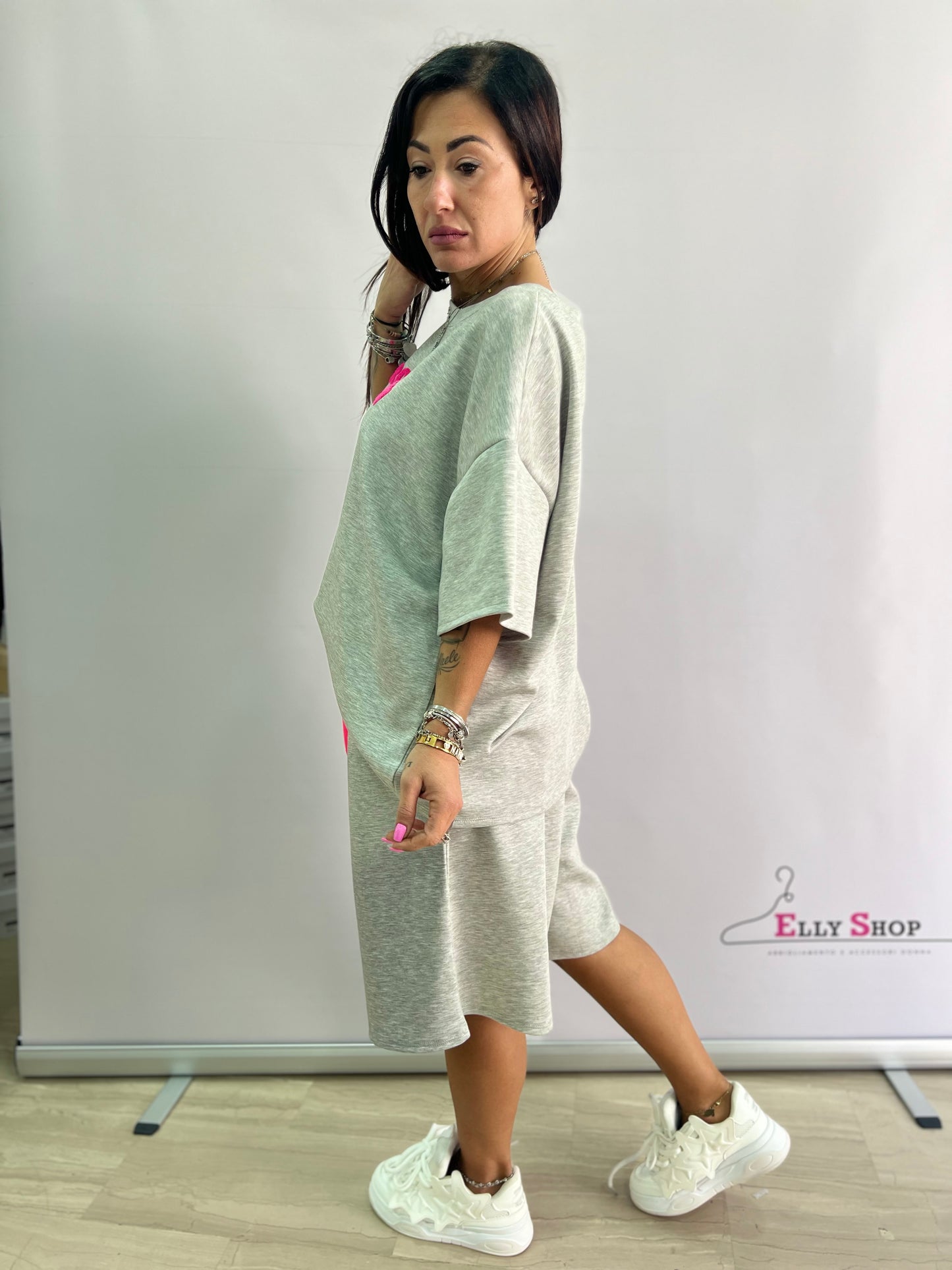 Completo donna oversize estivo “Brooklyn NYC” in tessuto tecnico leggero – taglia unica curvy