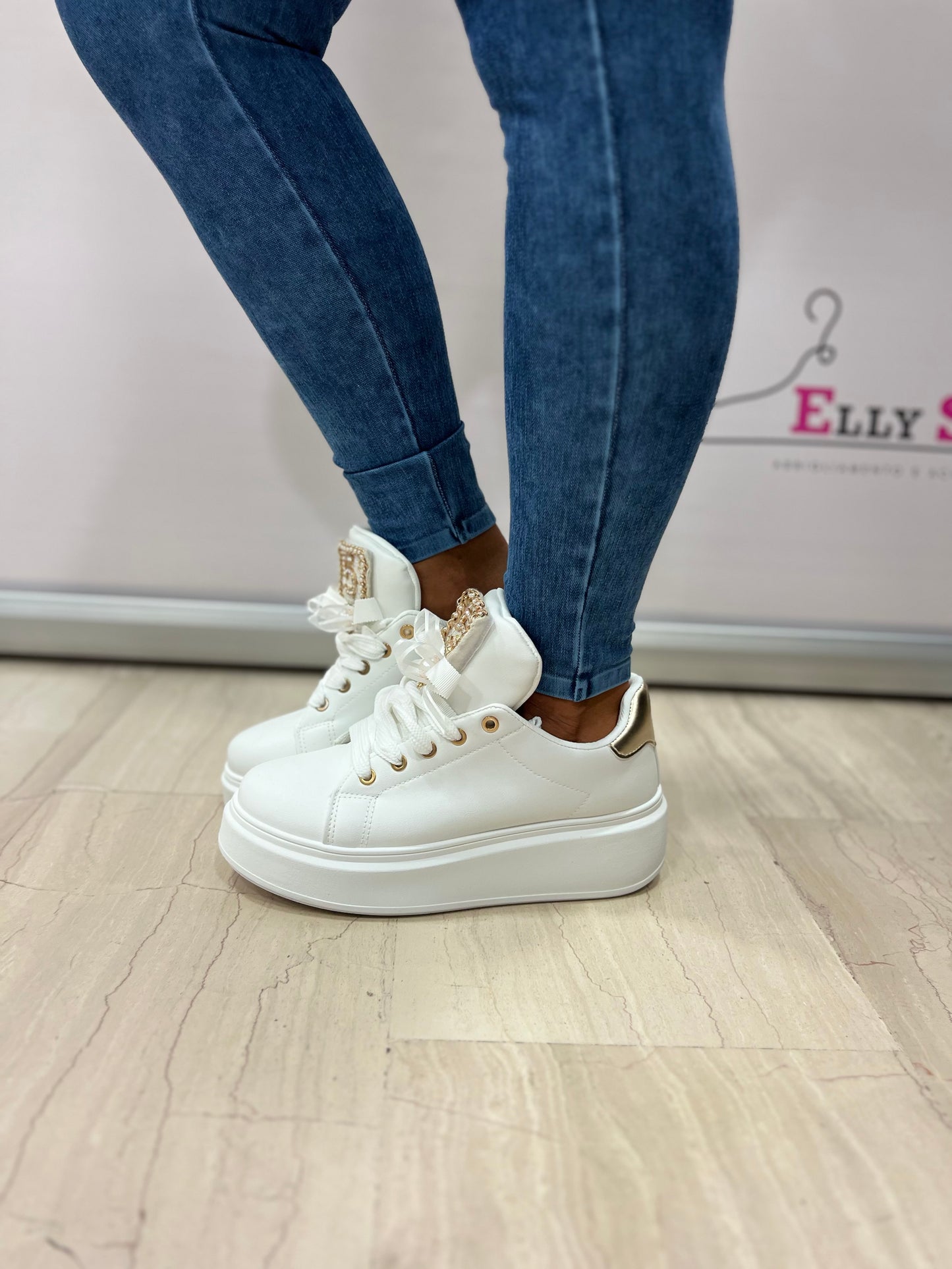 Scarpe bianche donna sportive n5