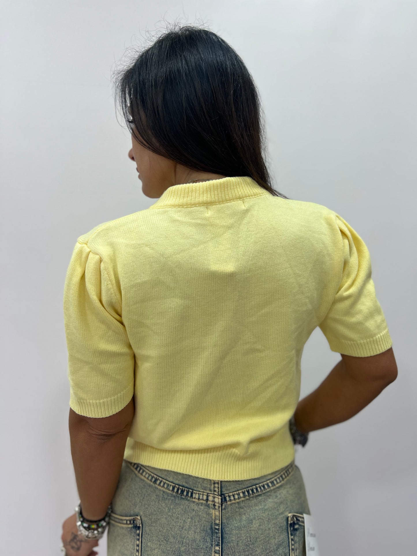 Cardigan donna con fiocco elegante corto