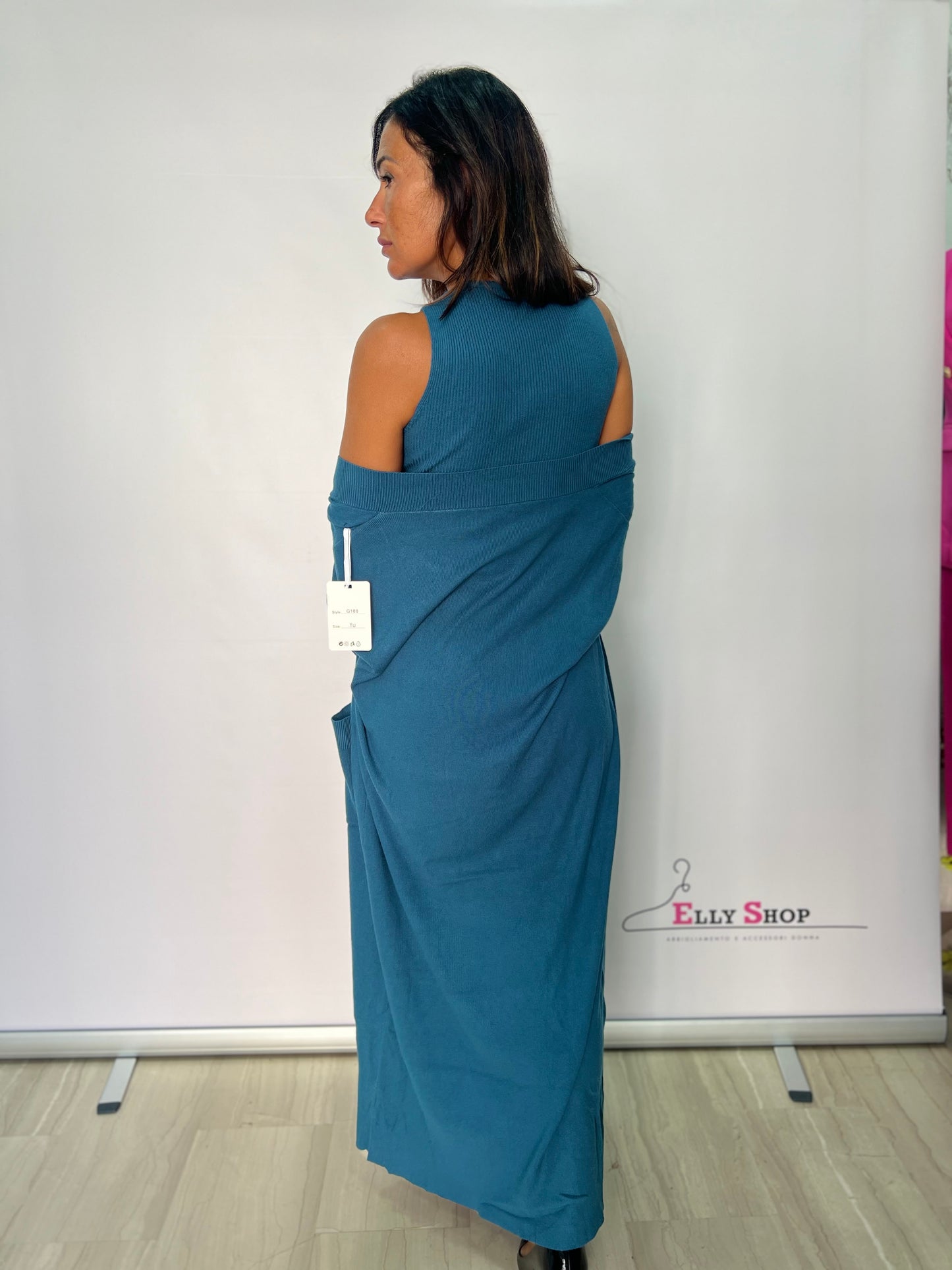Vestito con Cardigan a Costine