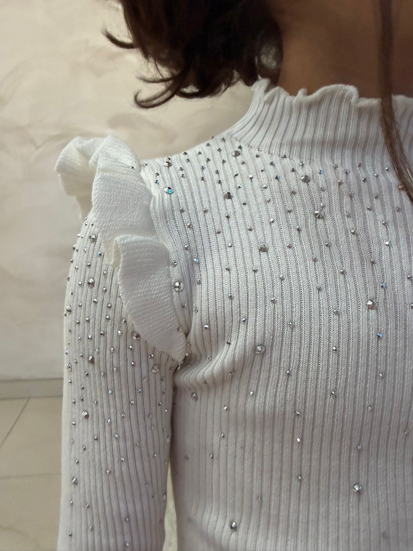 Maglia bambina strass maniche lunghe