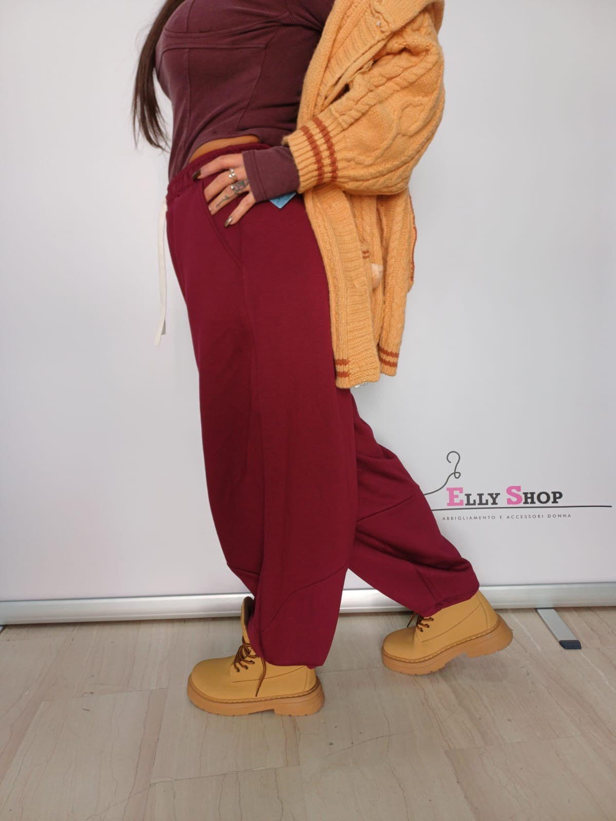 Pantalone jogger donna gamba ampia casual