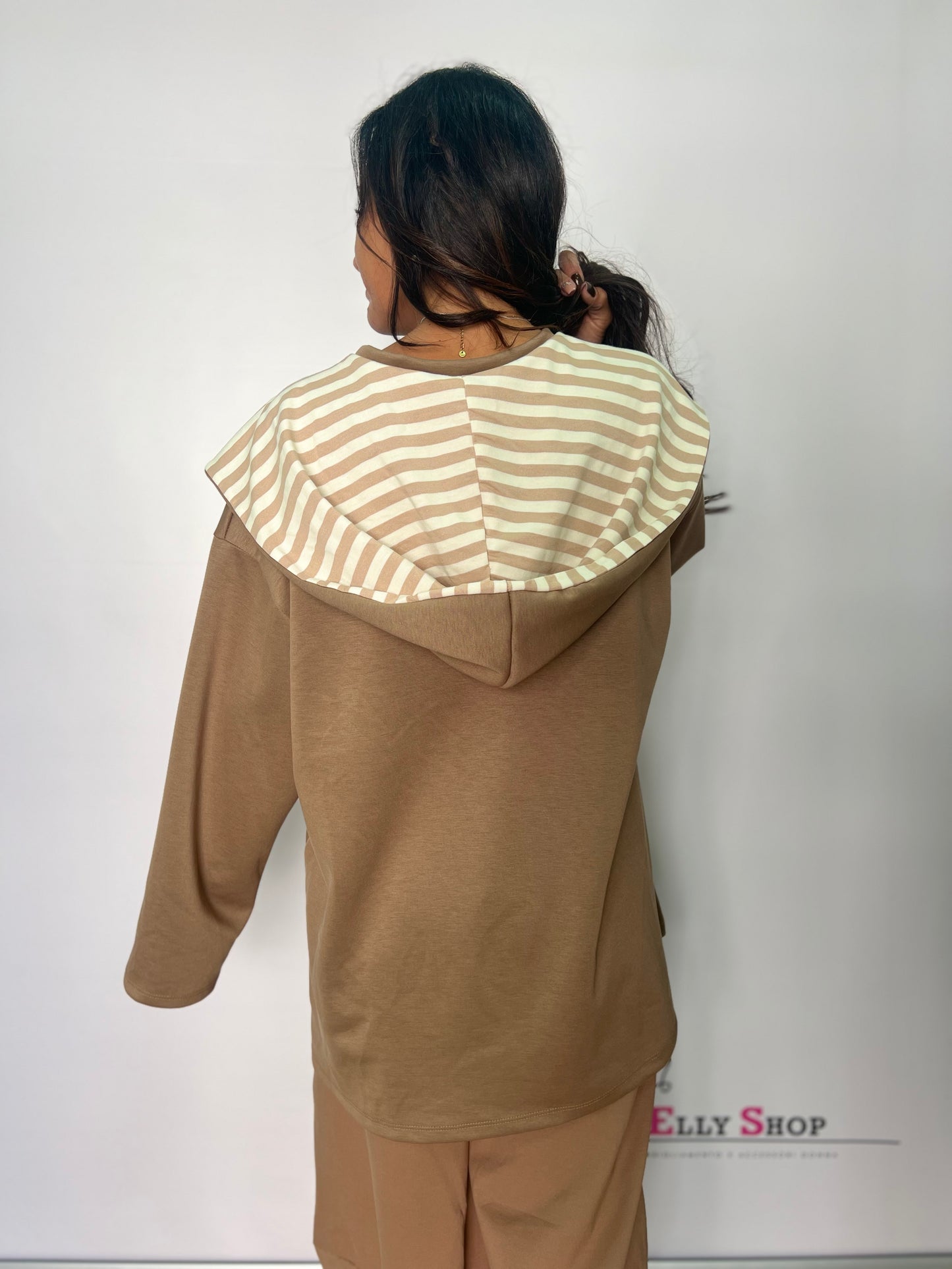 Felpa donna con cappuccio a righe