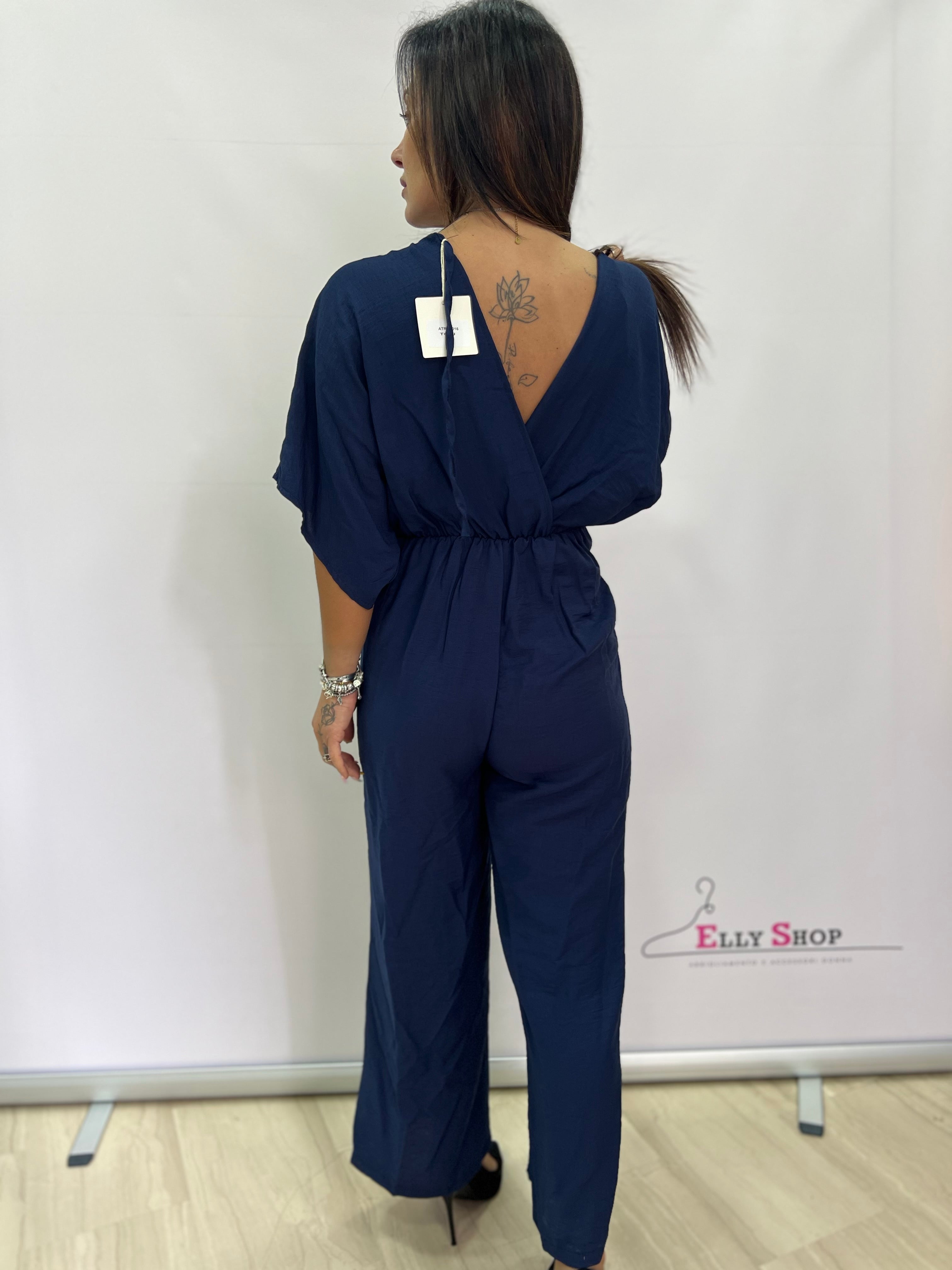 Tuta Intera Elegante Donna Scollo a V - Taglia Unica fino a L, Disponibile in Nero, Verde, Blu e Giallo