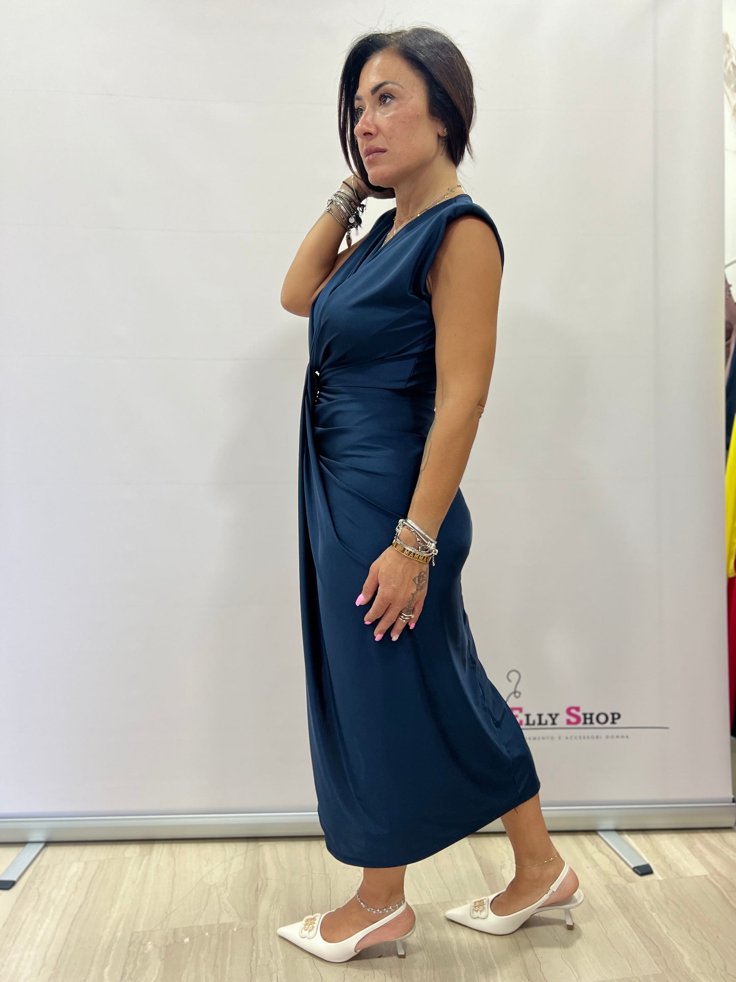 Abito Midi Elegante con Dettaglio Nodo