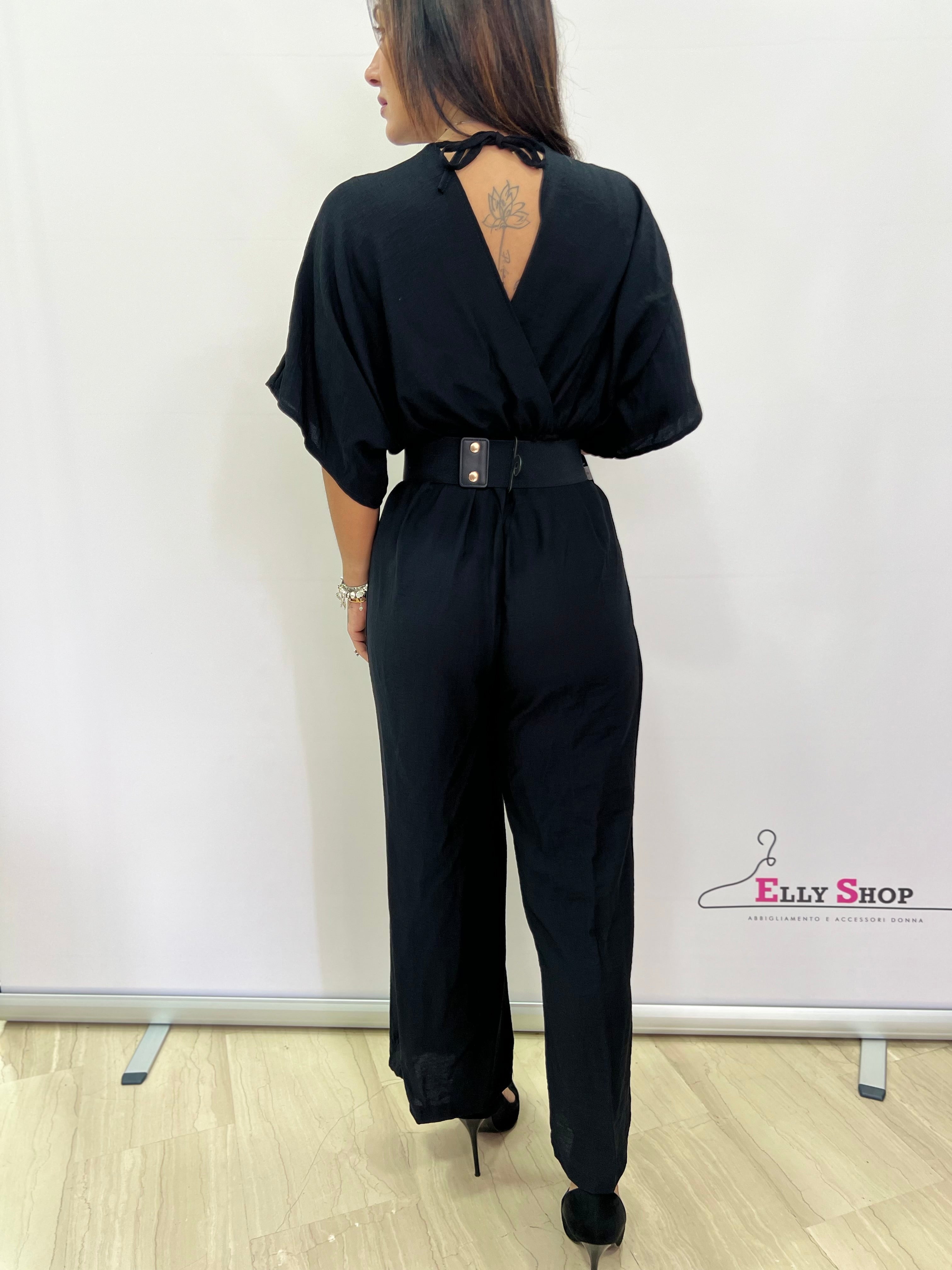 Tuta Intera Elegante Donna Scollo a V - Taglia Unica fino a L, Disponibile in Nero, Verde, Blu e Giallo