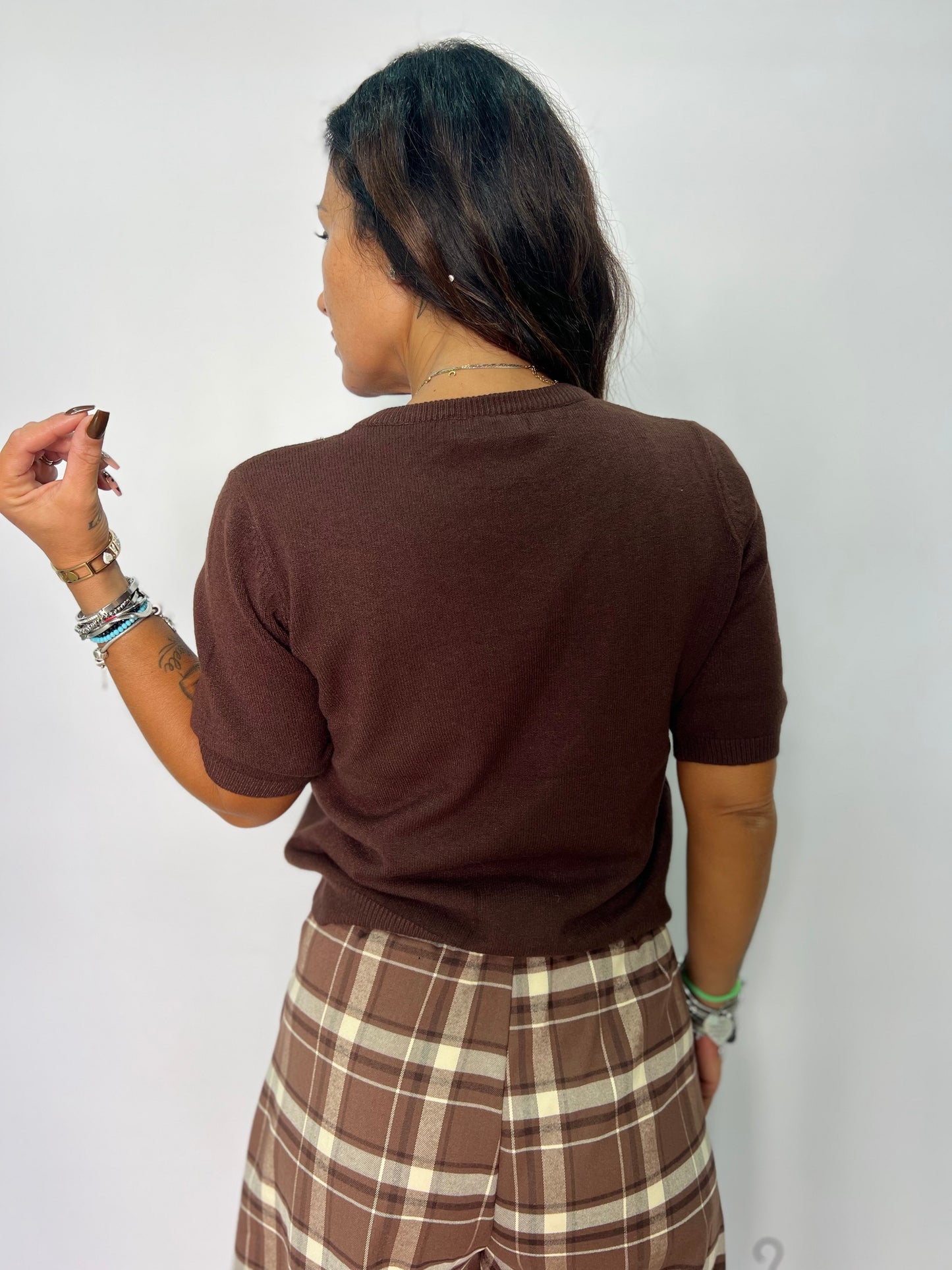 Maglia donna in lanetta scritta paris brillantini