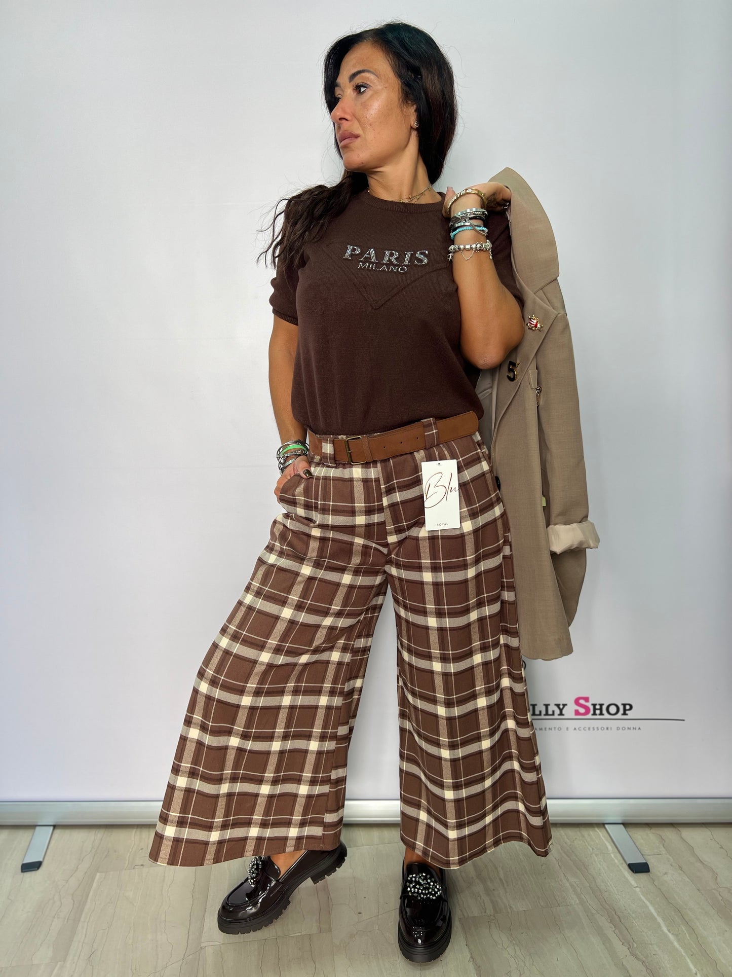 Pantalone a palazzo donna fantasia quadroni