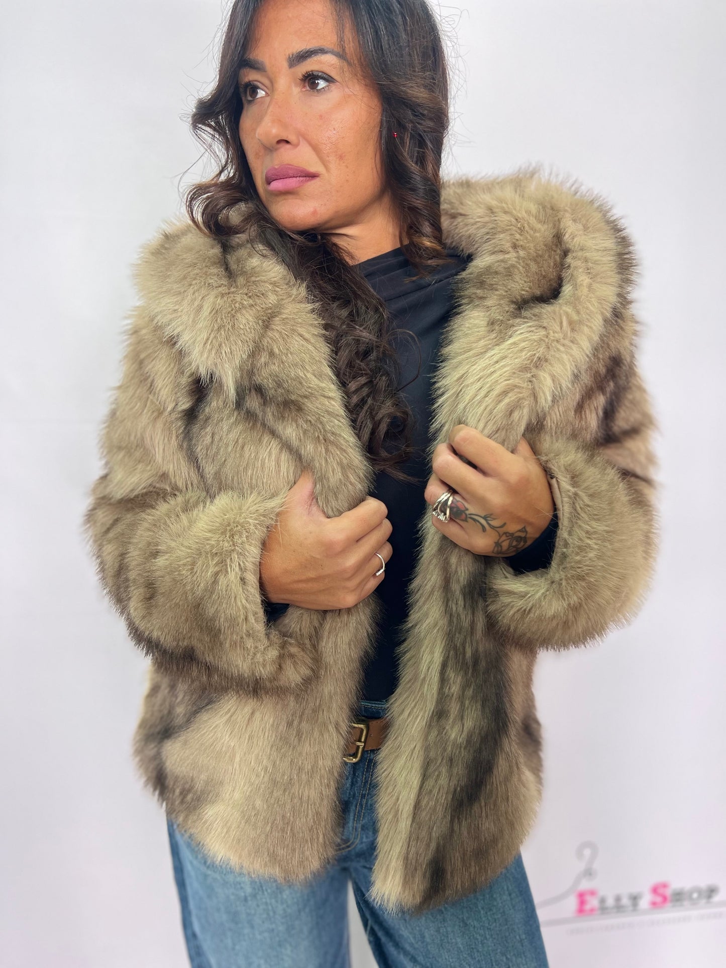 Pelliccia donna miele morbida