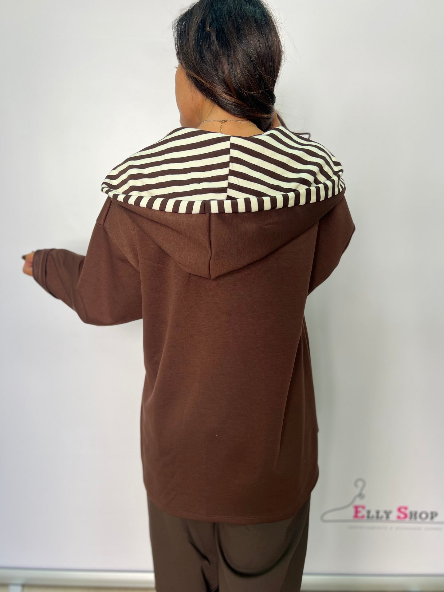 Felpa donna con cappuccio a righe