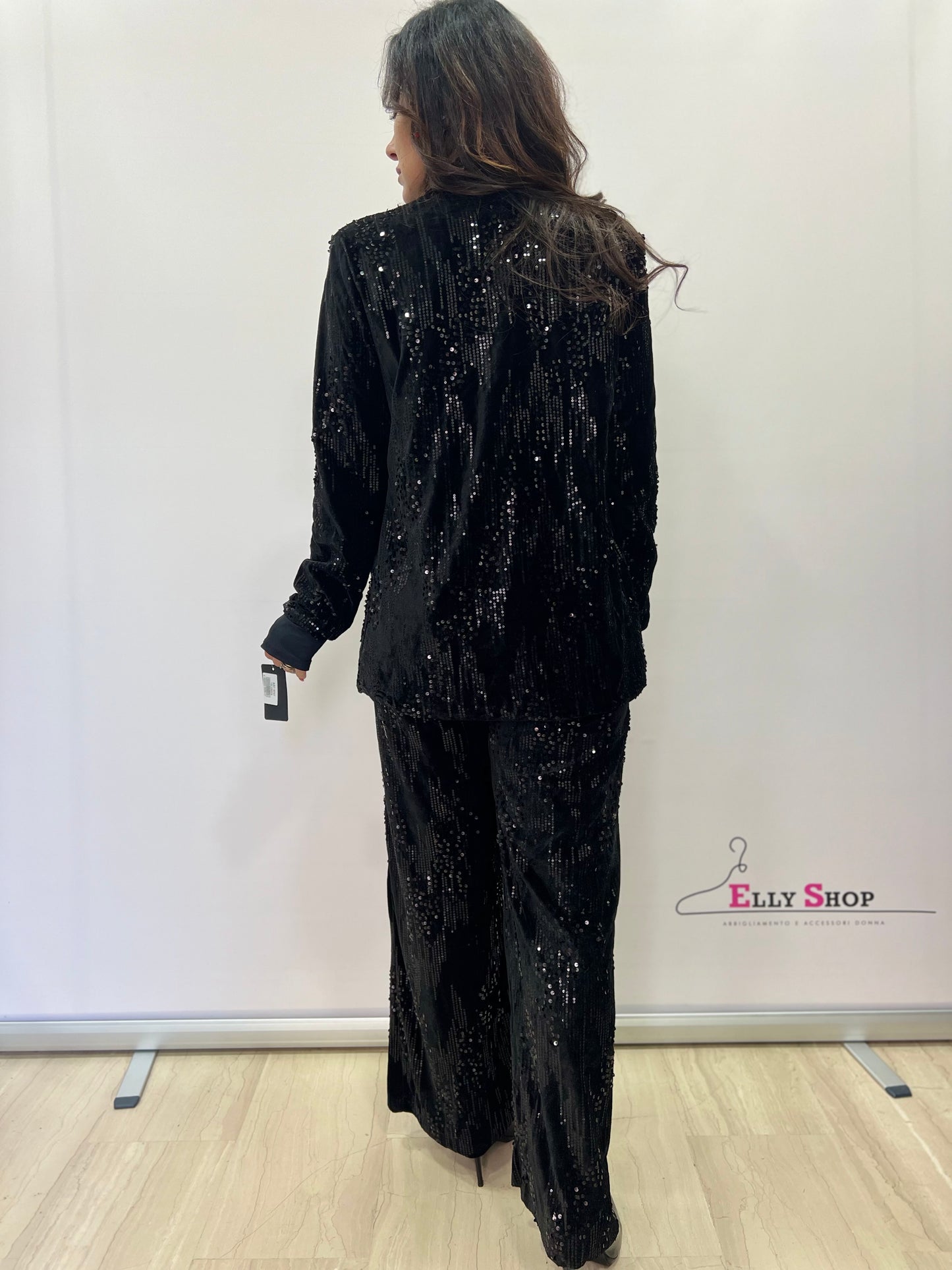 Completo donna elegante in paillettes 2 pezzi