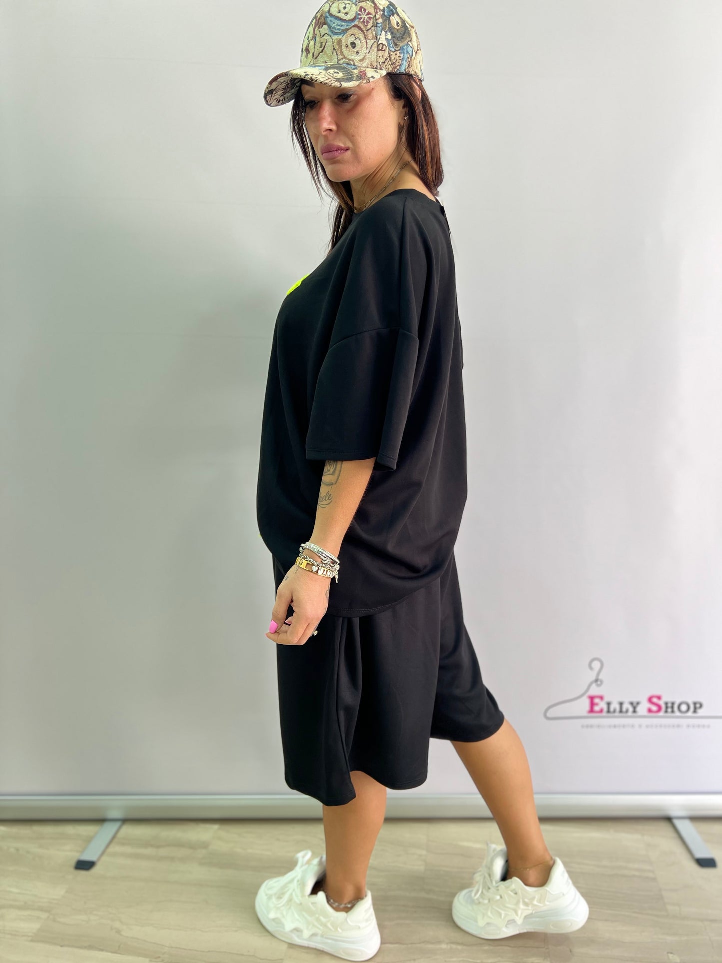 Completo donna oversize estivo “Brooklyn NYC” in tessuto tecnico leggero – taglia unica curvy