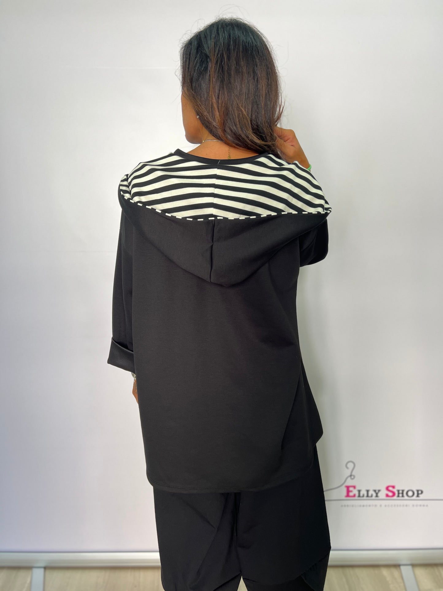 Felpa donna con cappuccio a righe