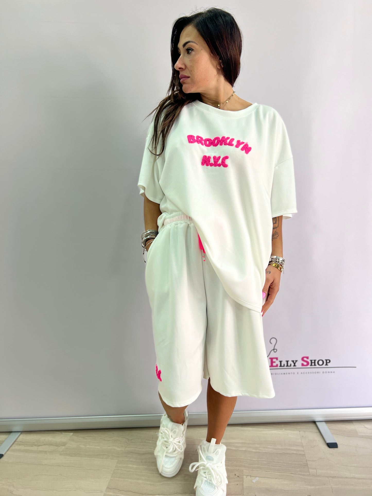 Completo donna oversize estivo “Brooklyn NYC” in tessuto tecnico leggero – taglia unica curvy