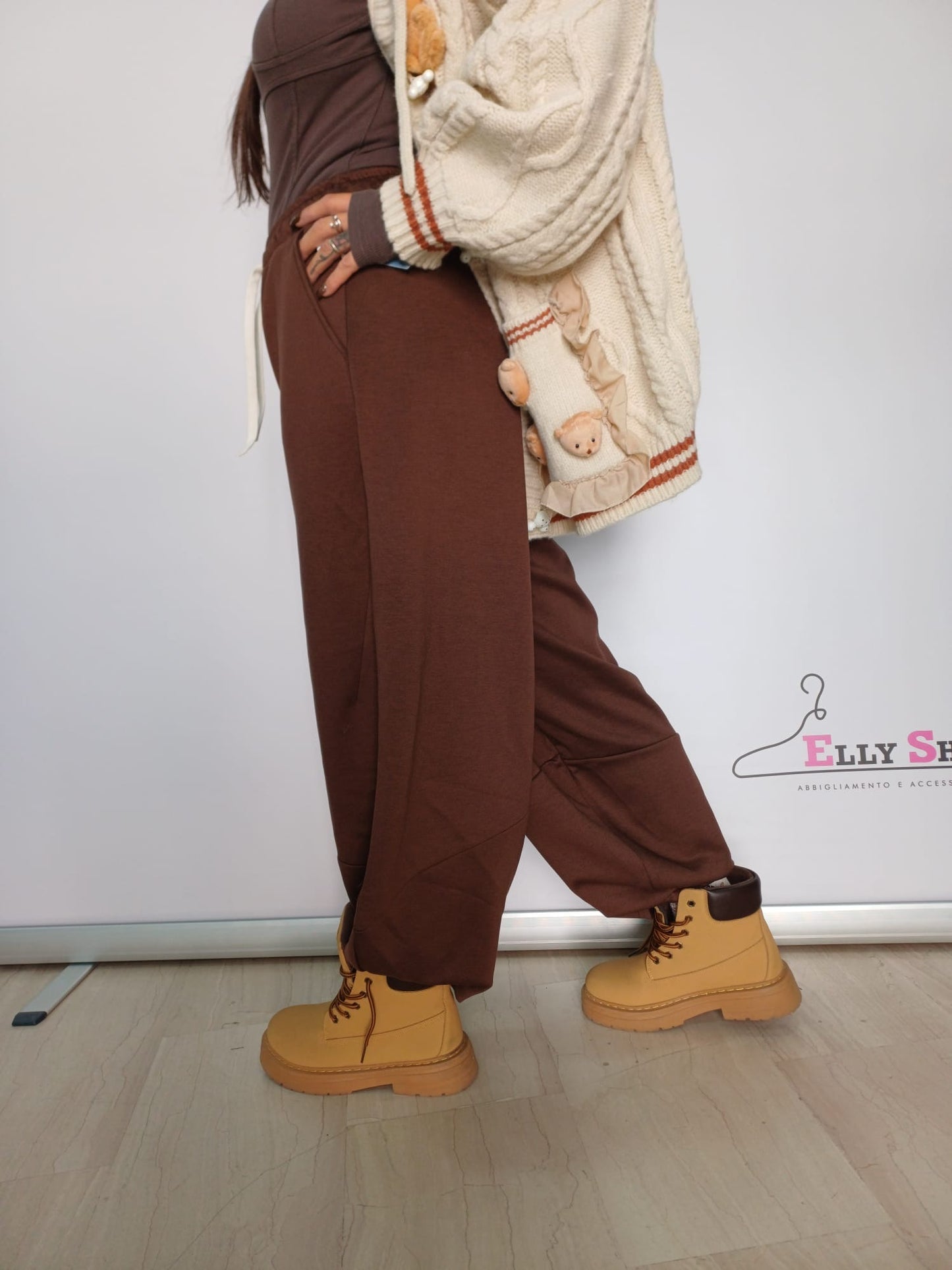 Pantalone jogger donna gamba ampia casual