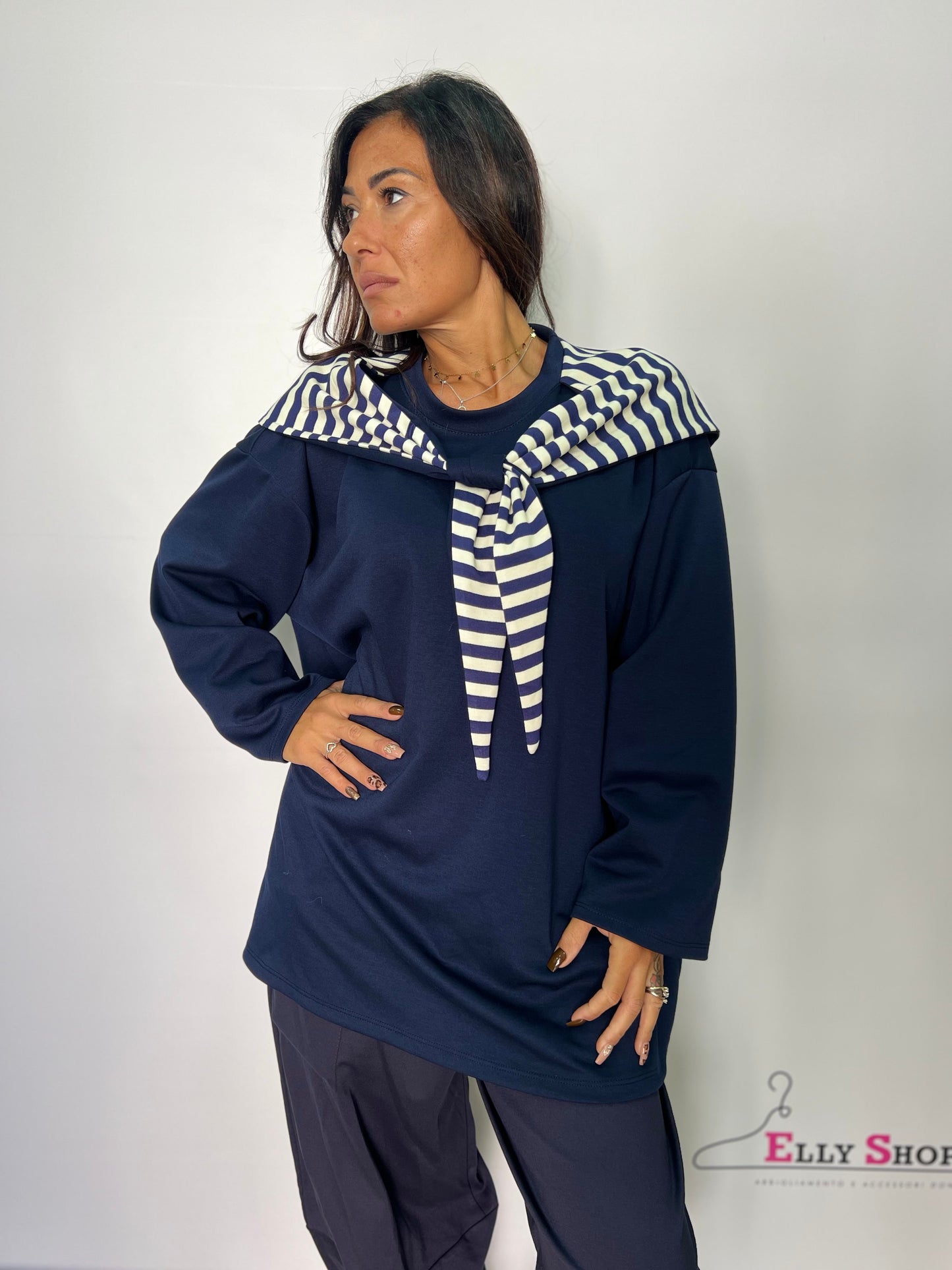 Felpa donna con cappuccio a righe
