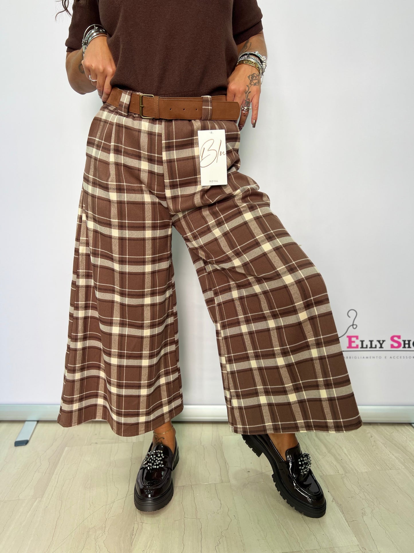 Pantalone a palazzo donna fantasia quadroni