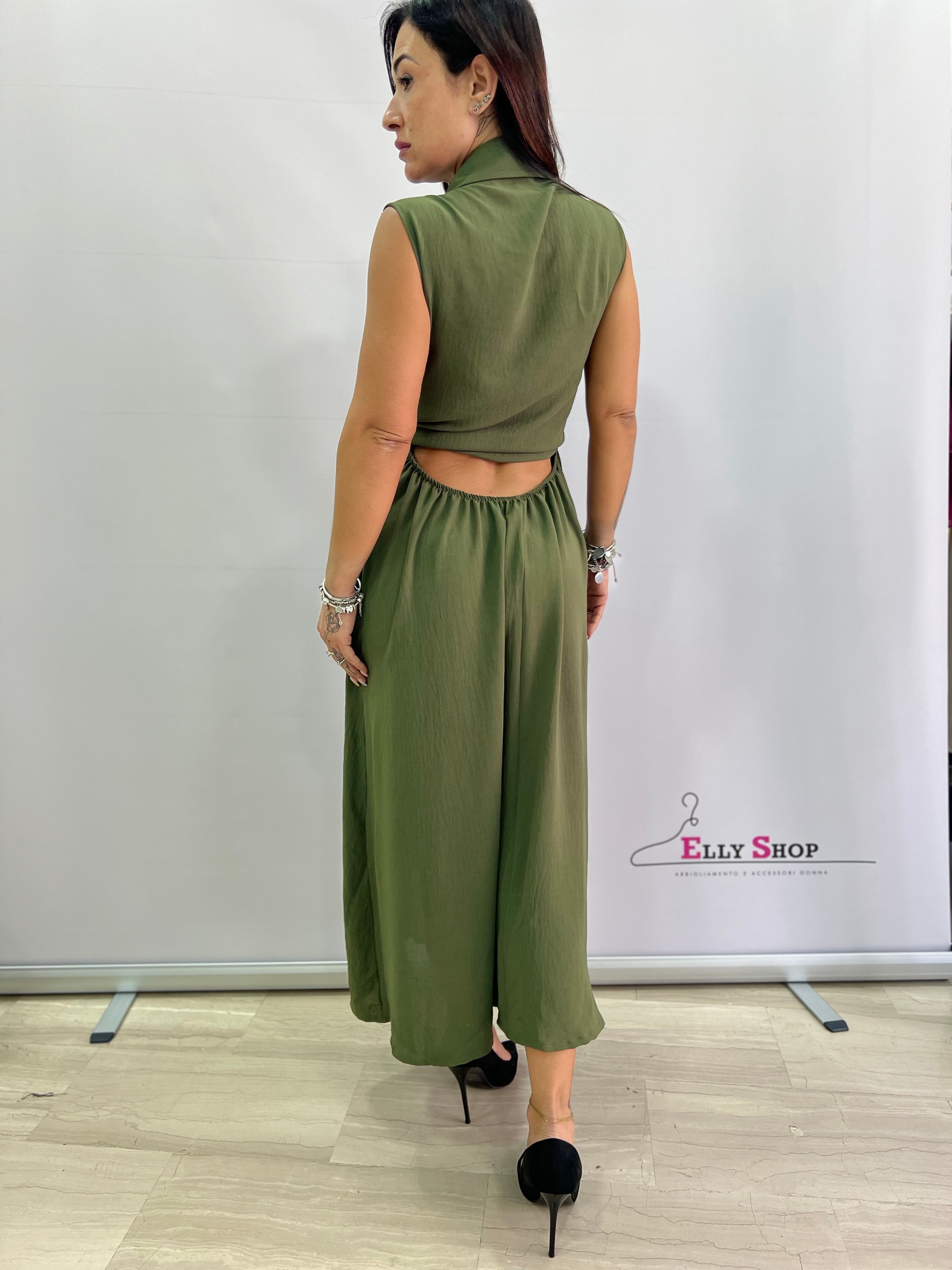Abito lungo curvy donna smanicato con cintura – nero, verde militare o arancio