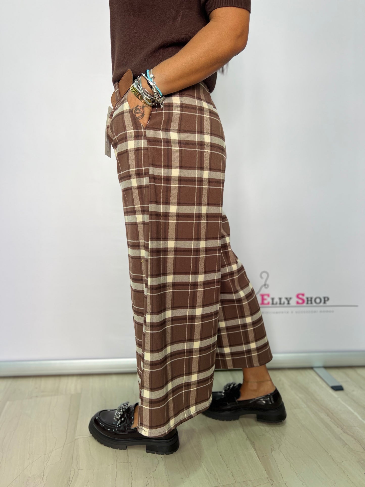 Pantalone a palazzo donna fantasia quadroni